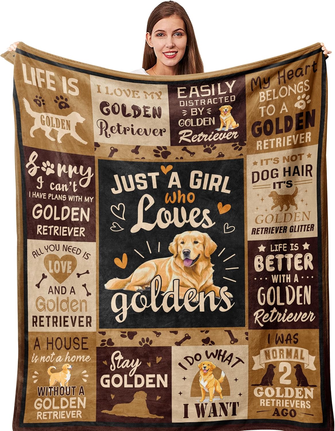 Qotuty Golden Retriever Gifts for Women Blanket, Gifts for Golden Retriever Owners/Lovers/Mom/Kids/Dog for Birthday Soft Decor Throw Blanket 50"x60"