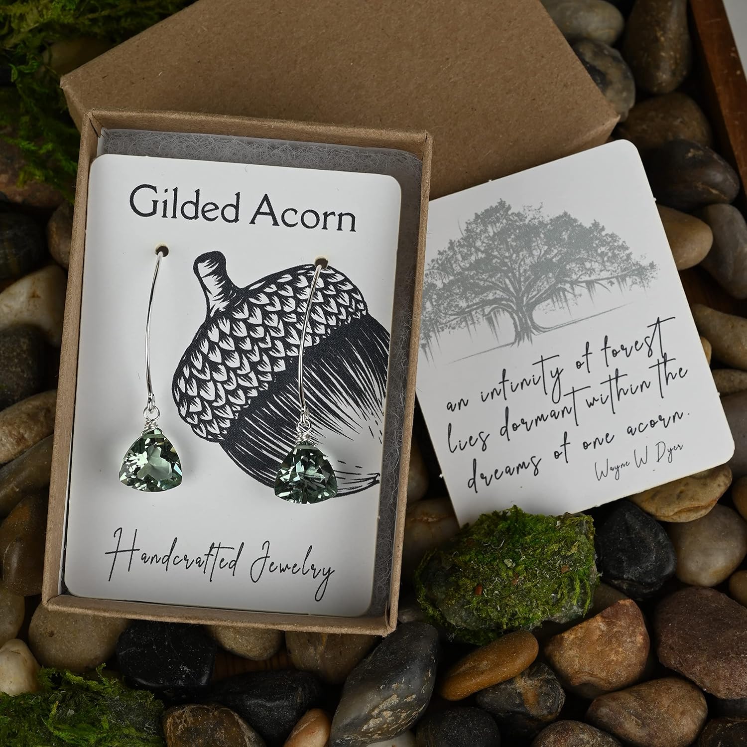 Green Amethyst Quartz Trillion Sterling Silver Earrings - Image 9