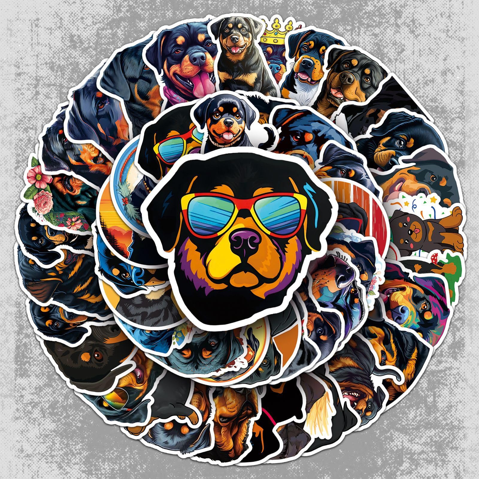 50 Pcs Rottweiler Vinyl Stickers,Rottweiler Puppy Graffiti Stickers,Vinyl Waterproof Sticker for Kids Teens Girls,for Phone Laptop Bottles Skateboard Computer Phone Luggage Guitar Gifts Sticker - Image 2