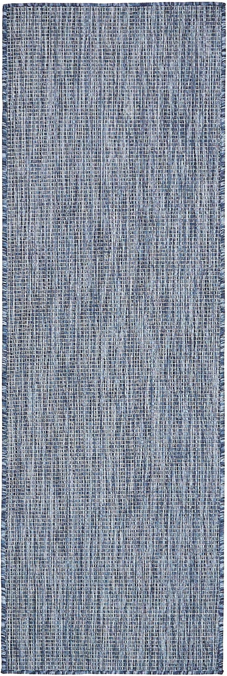 Unique Loom Collection Casual Transitional Solid Heathered Indoor/Outdoor Flatweave Area Rug (2' x 6' 1" Runner, Blue/Navy Blue)