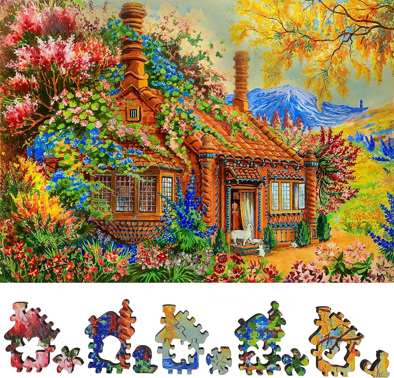 Wooden Puzzle for Adults - Uniquely Shaped Pieces - Made in The USA by FoxSmartBox - 329 Pieces - Edge of The Wood