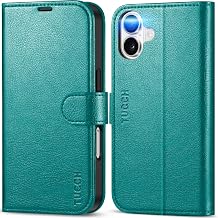 TUCCH Case for iPhone 16 5G, Shockproof TPU Wallet Case [RFID Blocking] Card Slot PU Leather Kickstand Heavy Duty Protection Compatible with iPhone 16 (6.1-inch, 2024) - Cyan