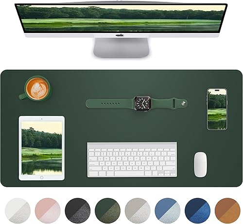 Miniatura 25 de Almohadilla grande para escritorio, alfombrilla para mouse, tapete para escritorio de oficina, protector de escritorio de piel sintética Negro