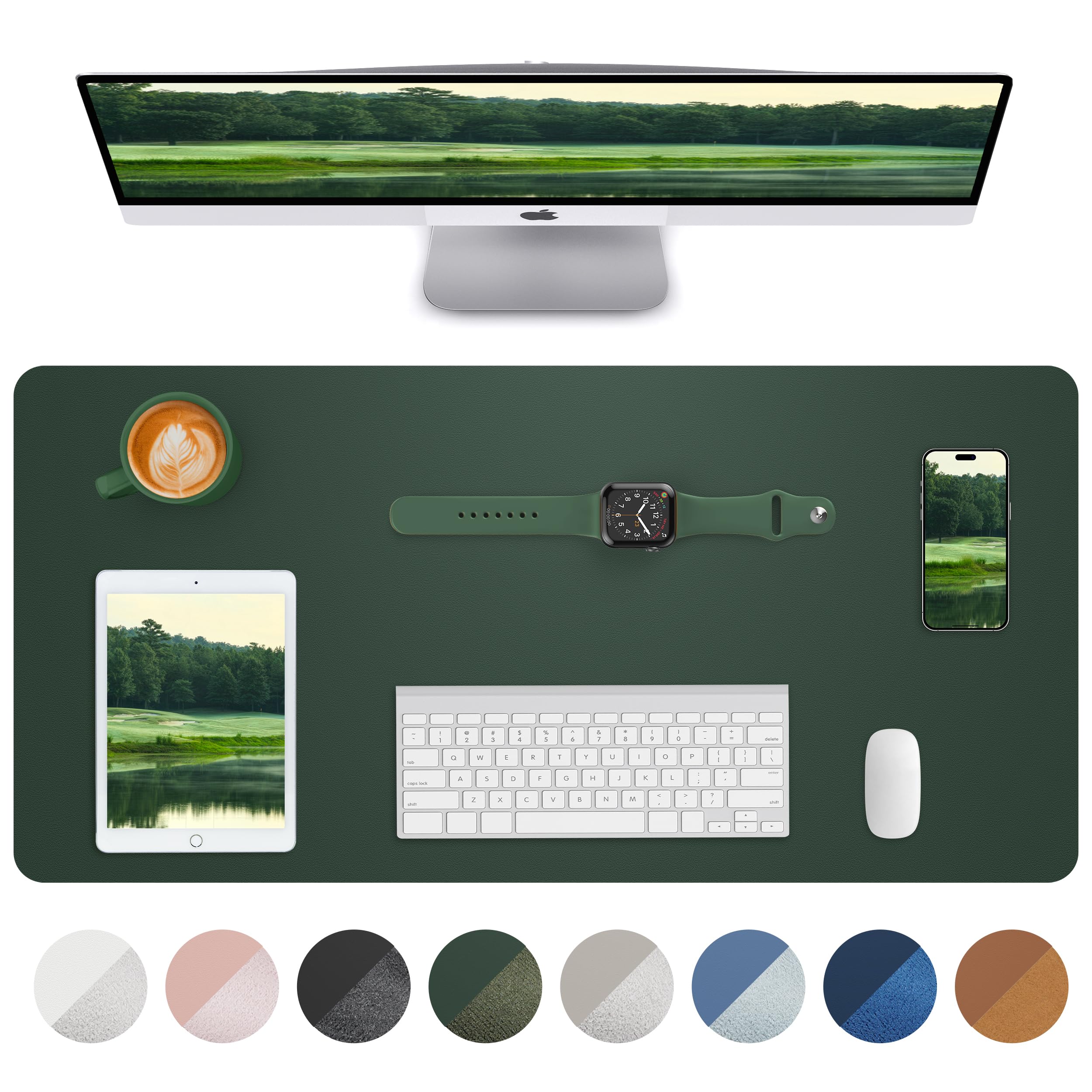 Leather Desk Pad Blotter,Mouse Pad,Office Desk Mat, Non-Slip PU Leather Desk mat,Large Desk mat,Waterproof Keyboard mat for Office/Home/Decor (Dark