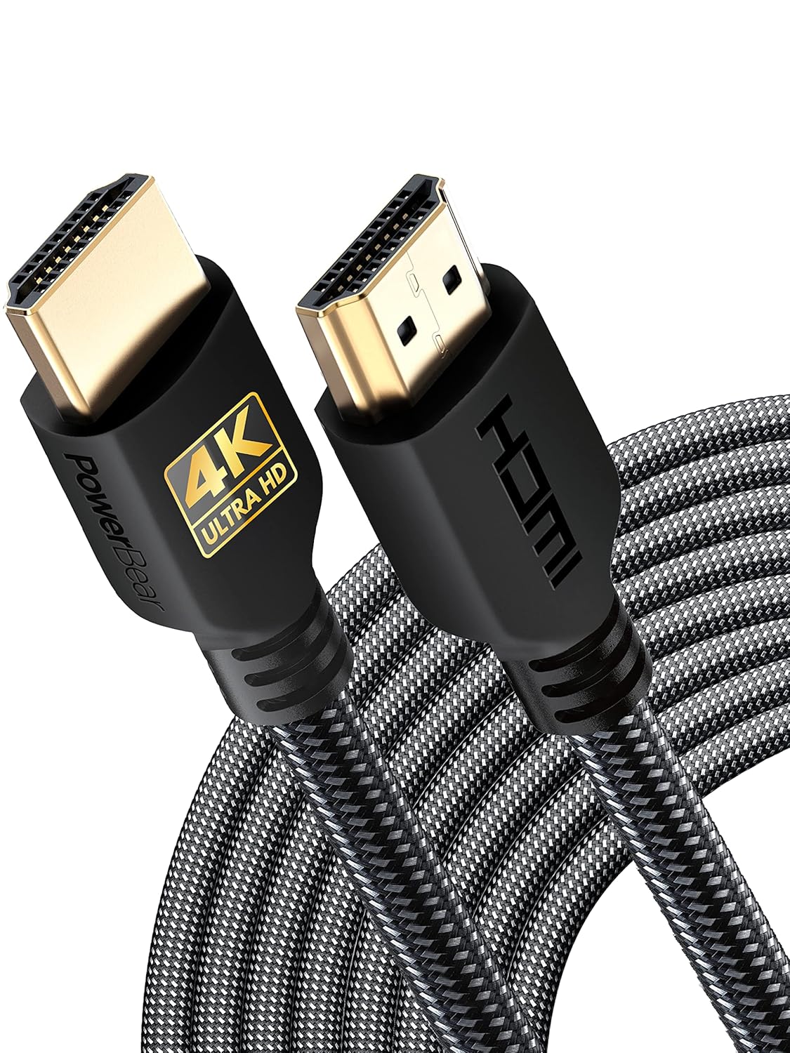 PowerBear 4K HDMI Cable 30 ft | High Speed Hdmi Cables, Braided Nylon & Gold Connectors, 4K @ 60Hz, Ultra HD, 2K, 1080P, ARC & CL3 Rated | for Laptop, Monitor, PS5, PS4, Xbox One, Fire TV, & More 1 30ft