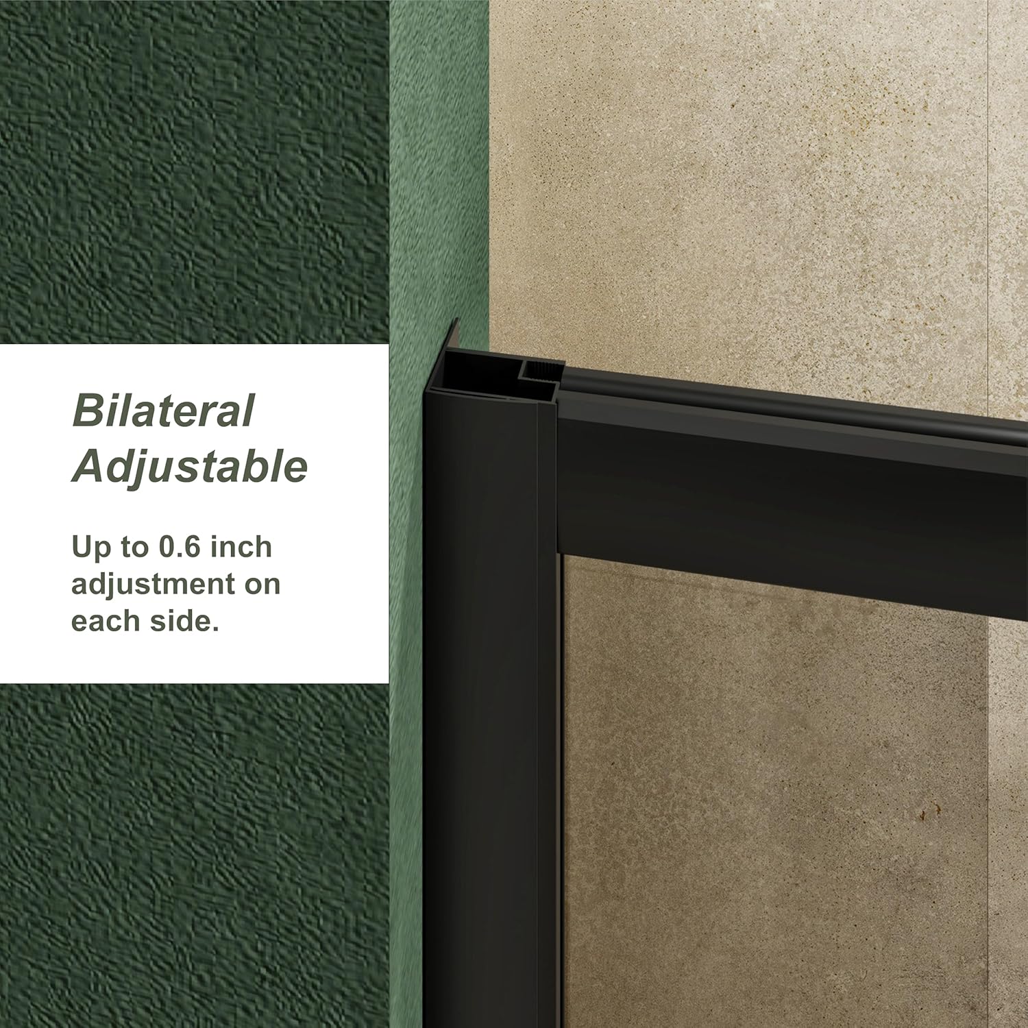 Floor Standing Sliding Shower Door, Modern 1/5 inch Thick Clear Tempered Glass Single Shower Door with Aluminum Alloy Frame and Stainless Steel Handle for Bathroom, 48" W x 72" H, Matt Black
