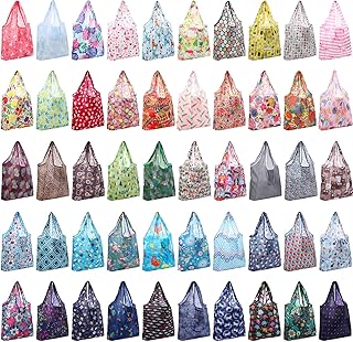 Paterr 50 Pack Reusable Grocery Bags Foldable Shopping Bags Bulk Washable Grocery Tote with Carry Pouch for Groceries