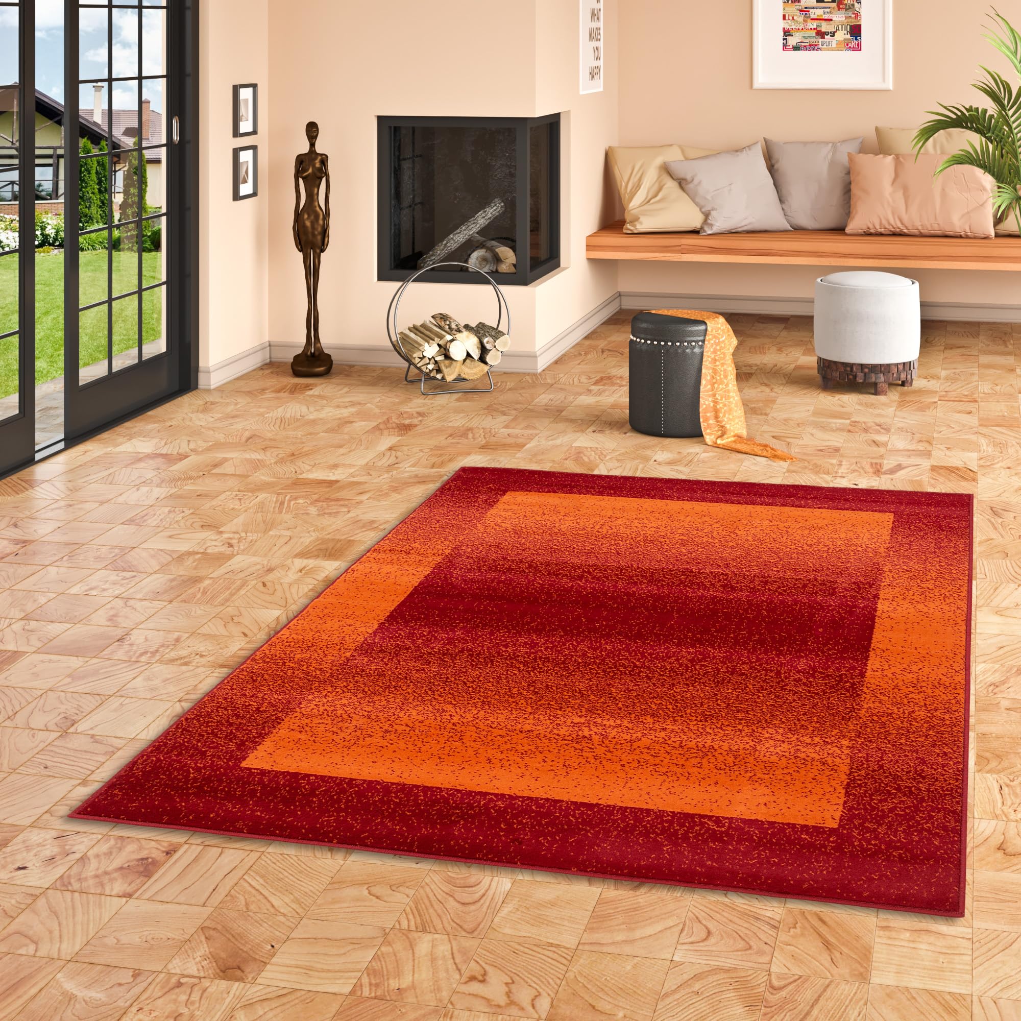 Tapis de designer moderne Pergamon Samba terre cuite grand format 5 tailles