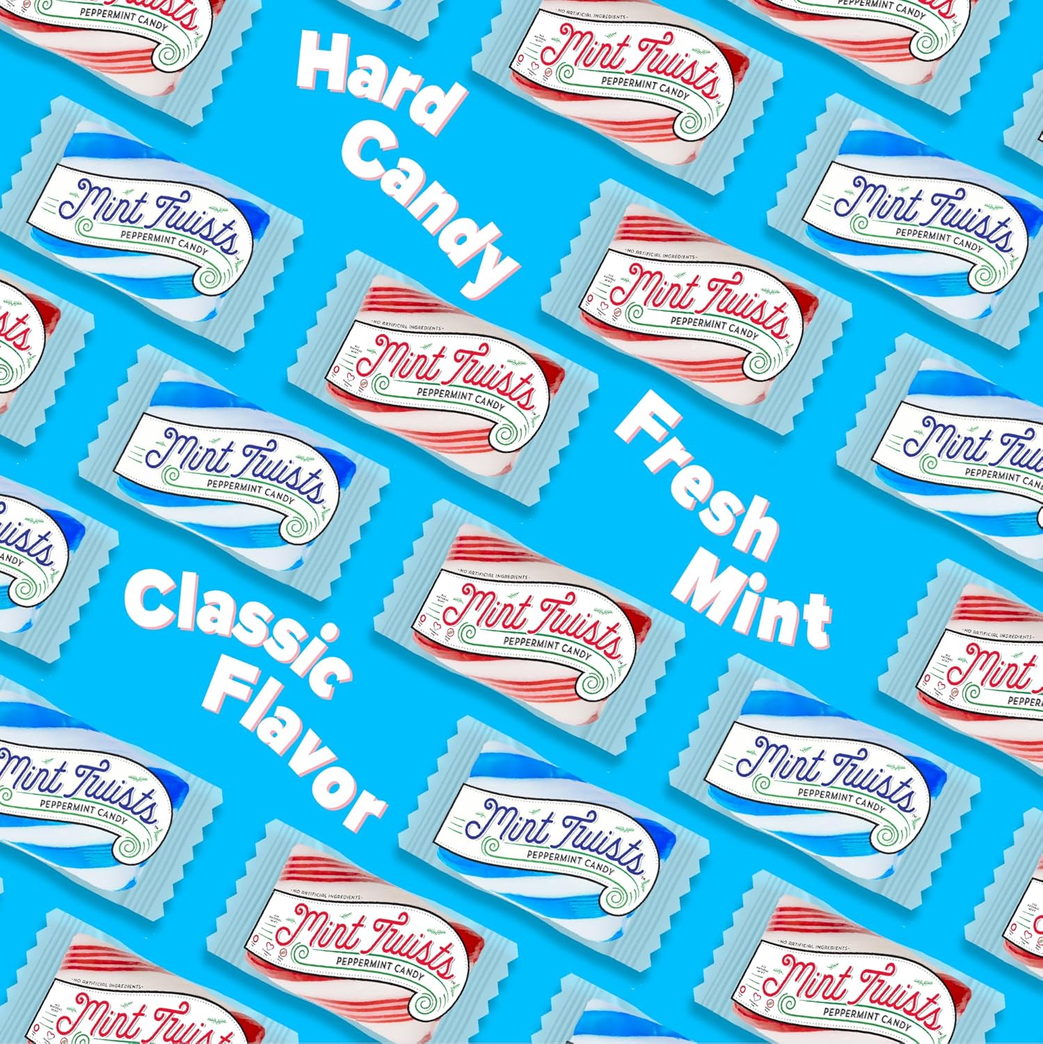 Atkinson's Blue and White Mint Twists - Peppermint Blue & White Candy - Gluten Free, Kosher, Vegan - 2 lb. Bag