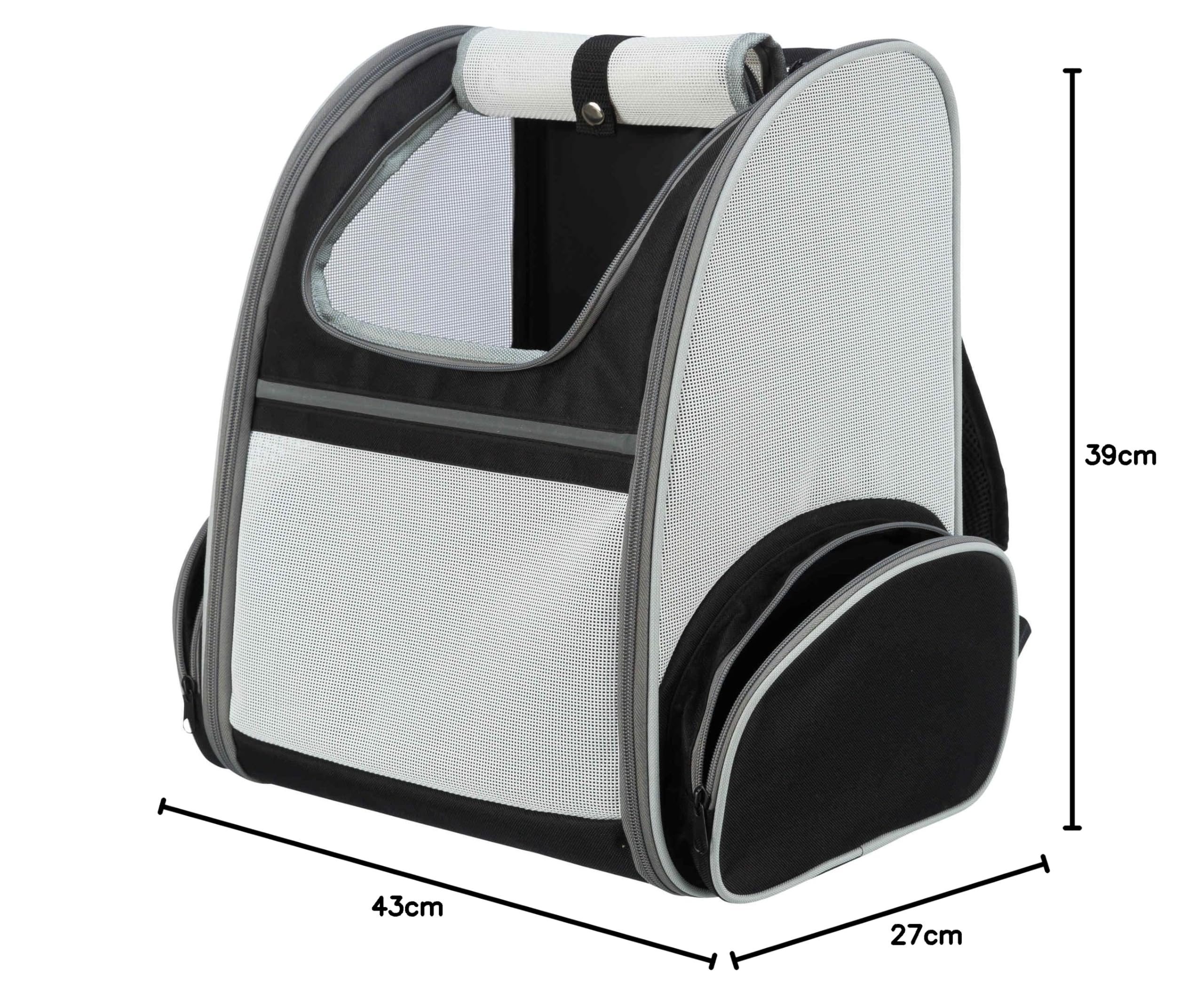 TRIXIE Zaino Chloe, 39 × 43 × 27 cm, grigio chiaro/nero