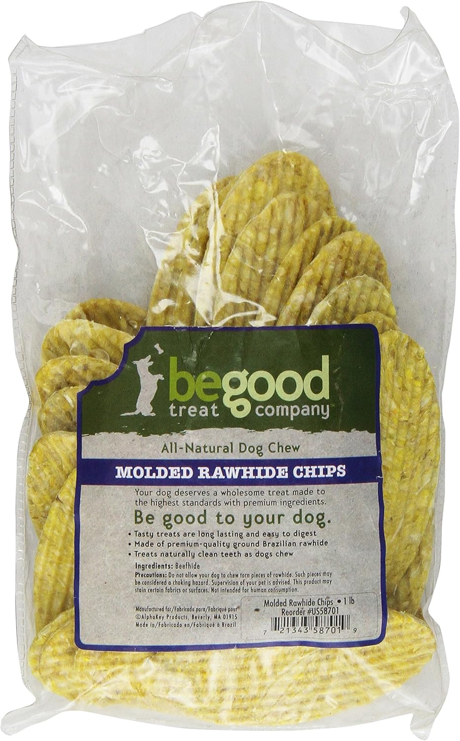 Be Good Treat Company Dog Rawhide Molded Chips, 4Inch
