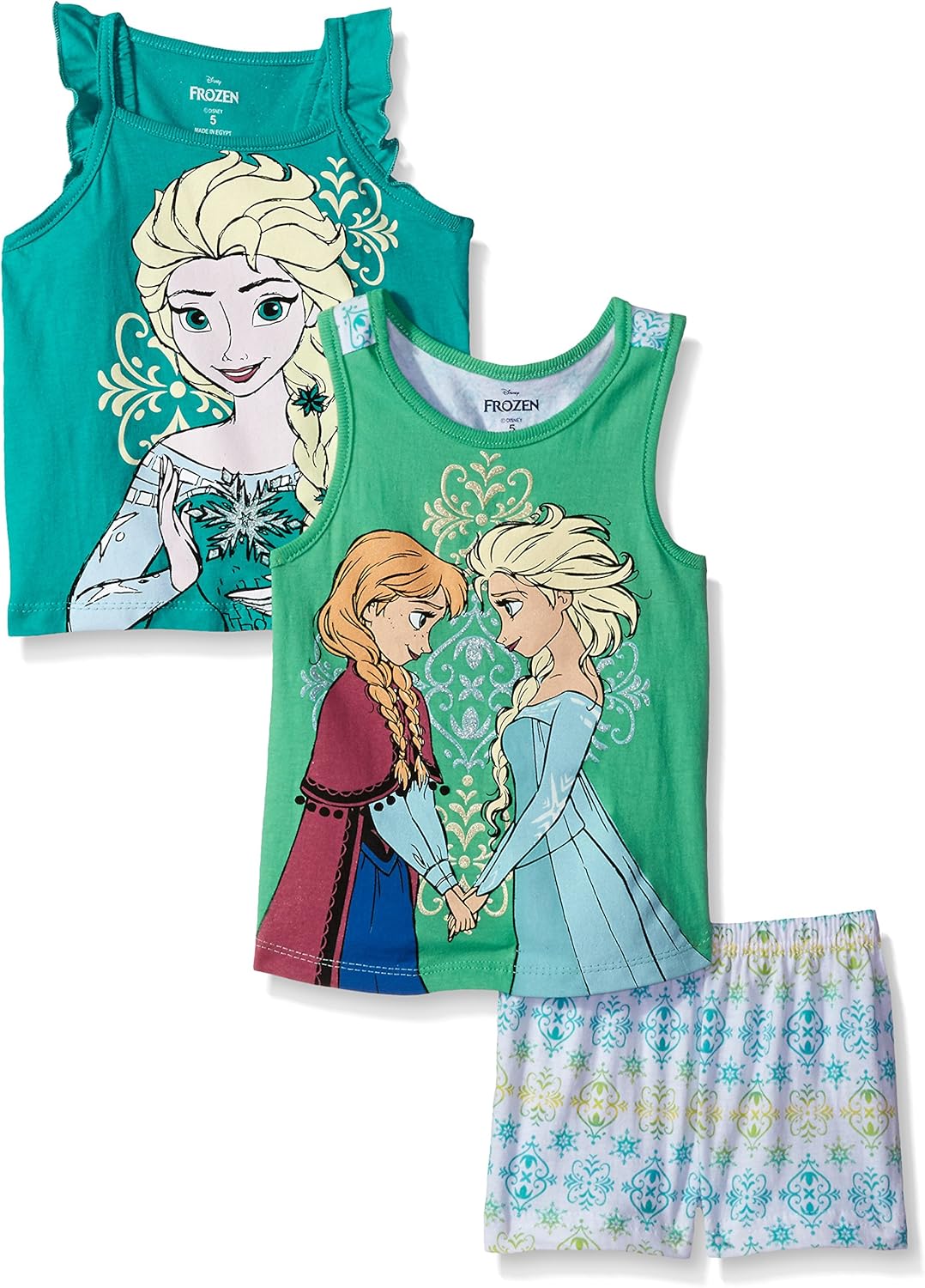 Amazon.com: 3 Piece Frozen Short Set, Green, 2T: Clothing, Shoes & Jewelry