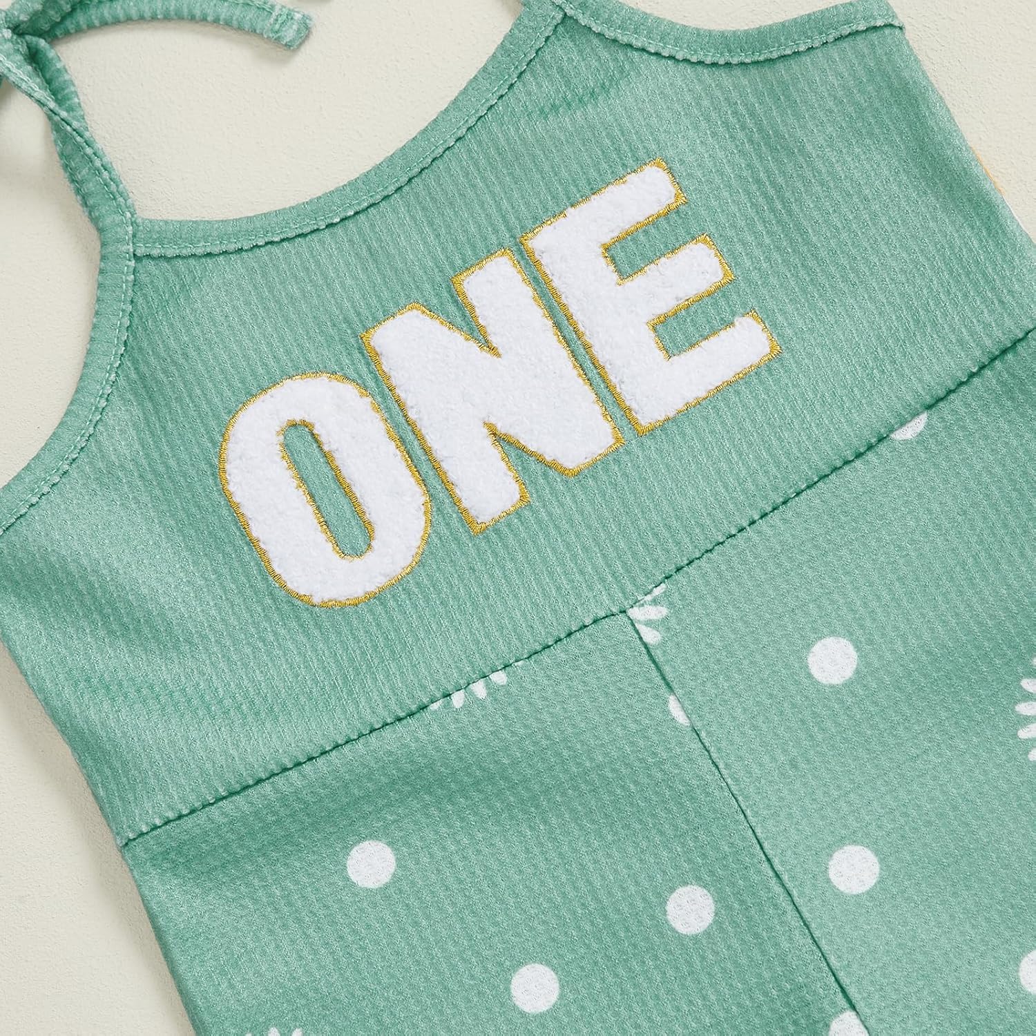 Honganda Baby Girl First Birthday Outfit Sleeveless Spaghetti Strap Daisy Romper Jumpsuit Bell Bottom Suspender Pants - Image 6
