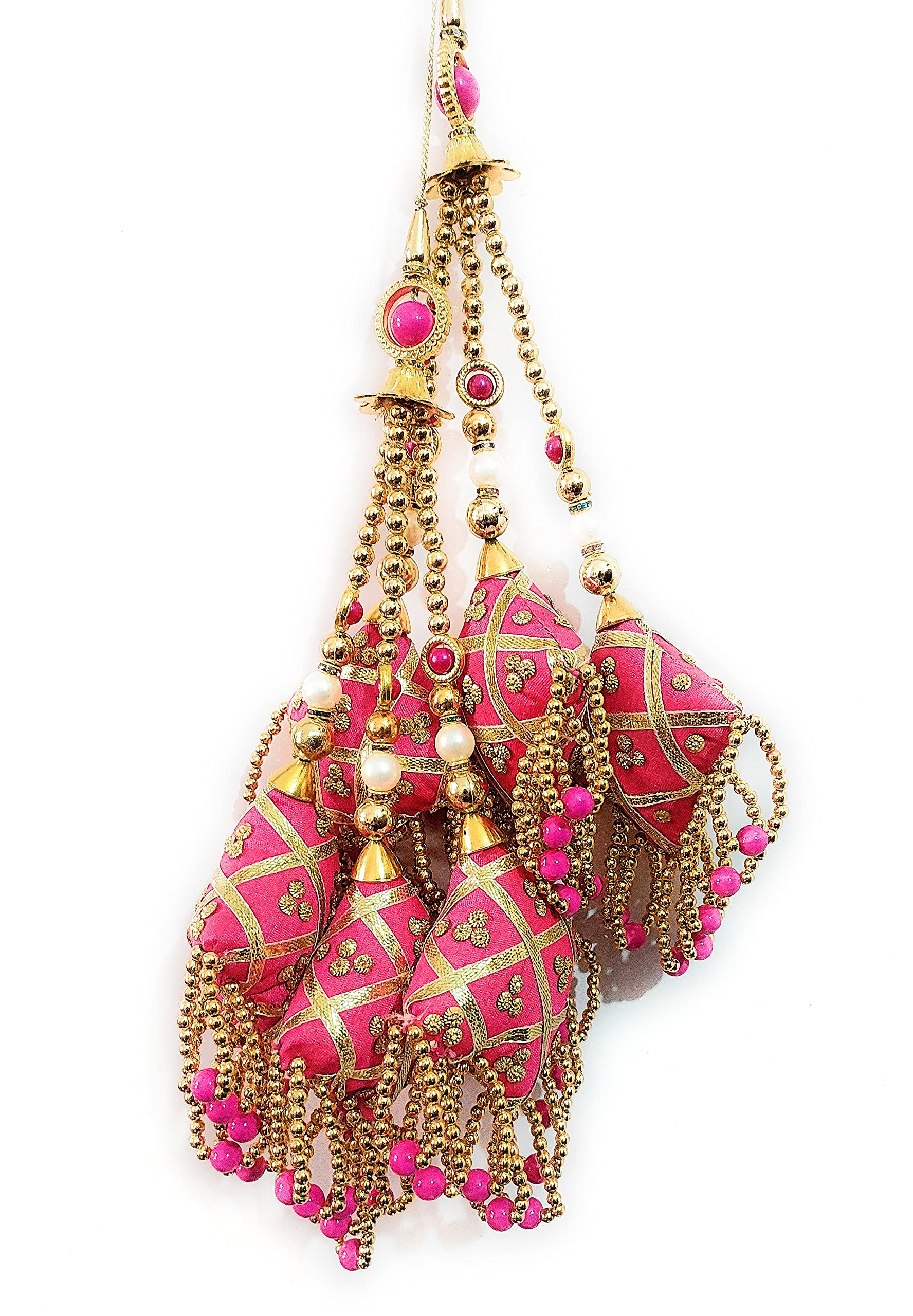 Libas Fashion Latkan for Lehenga Crafts Hanging Tassels Heavy Bridal Wedding Dress for Women Pair of 2 pcs (Pink)