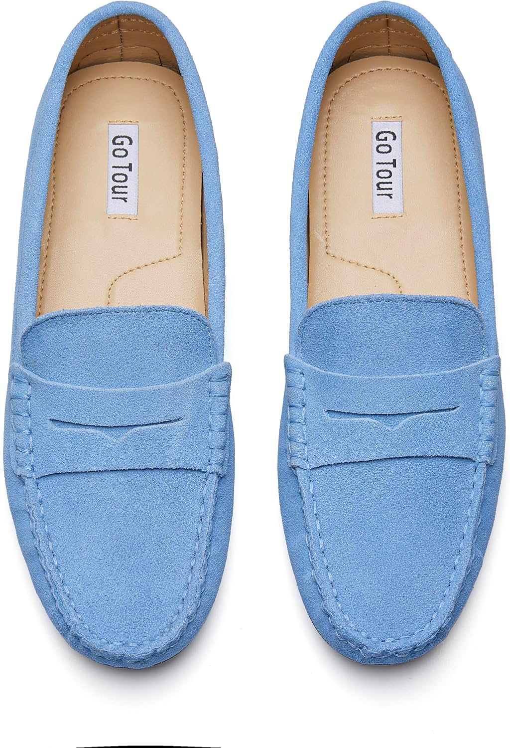 Go Tour Women's Suede Penny Loafers Classic Slip-On Driving Shoes