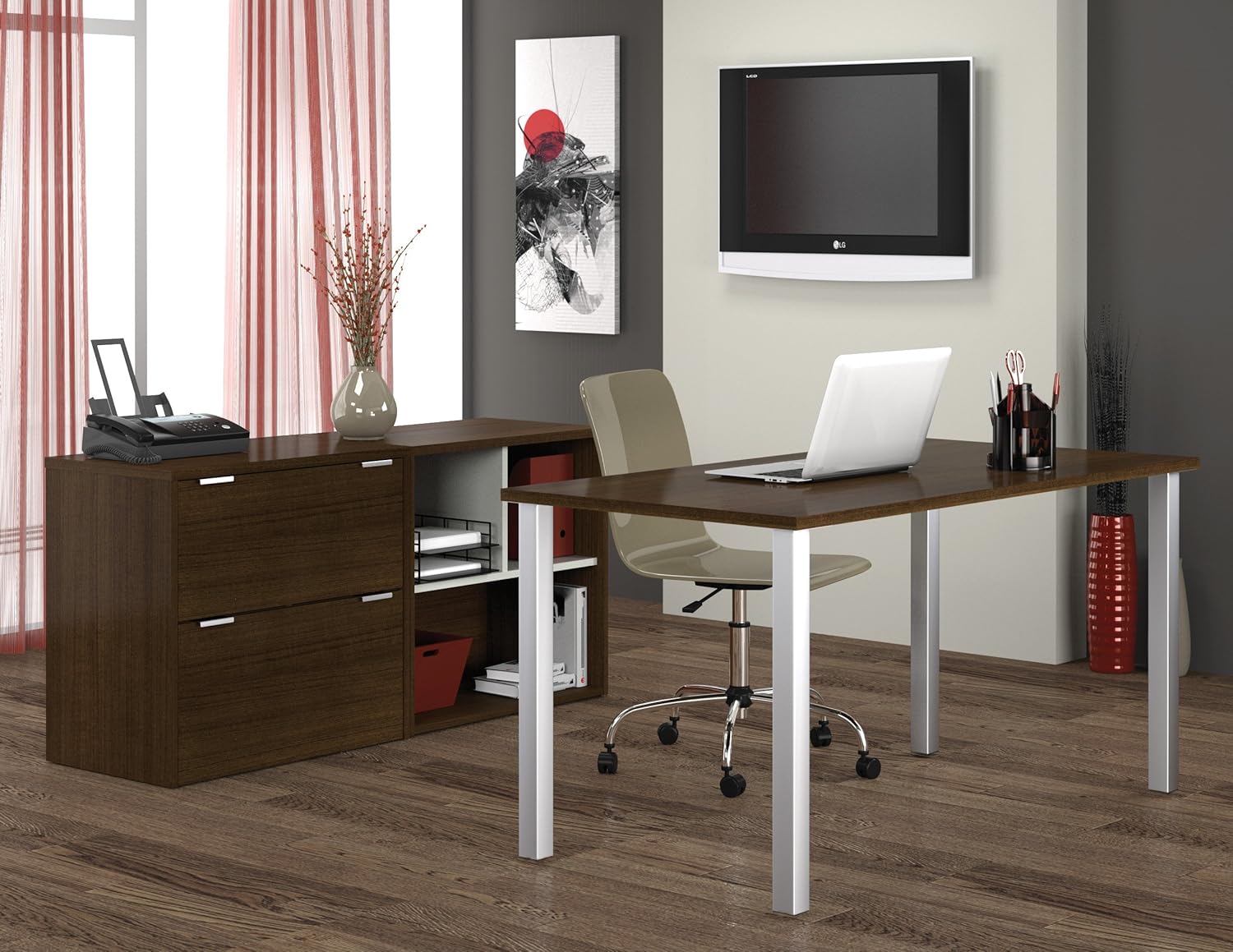 Contempo Executive Desk Kit Tuxedo Home & Kitchen