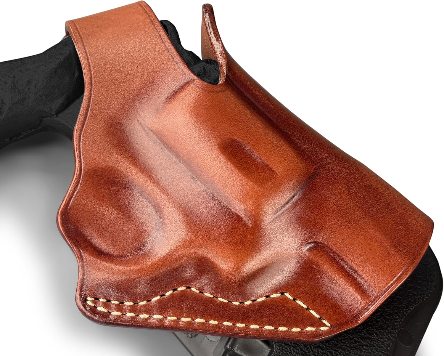 Masc Premium Leather Paddle Holster OWB with Thumb Break, Fits Model 10 Snub Nose K-Frame 2-inch, RH Draw, Brown Color #1473#