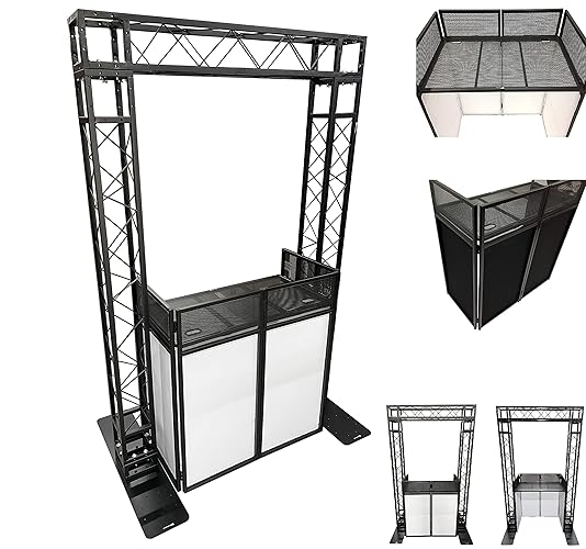 Black Arch Truss Combo Kit 7.6 ft. Height 5 ft. Width+DJ Facade W/40"x20" table Heavy-Duty Truss and B/W DJ Facade All-In-One Combo Kit