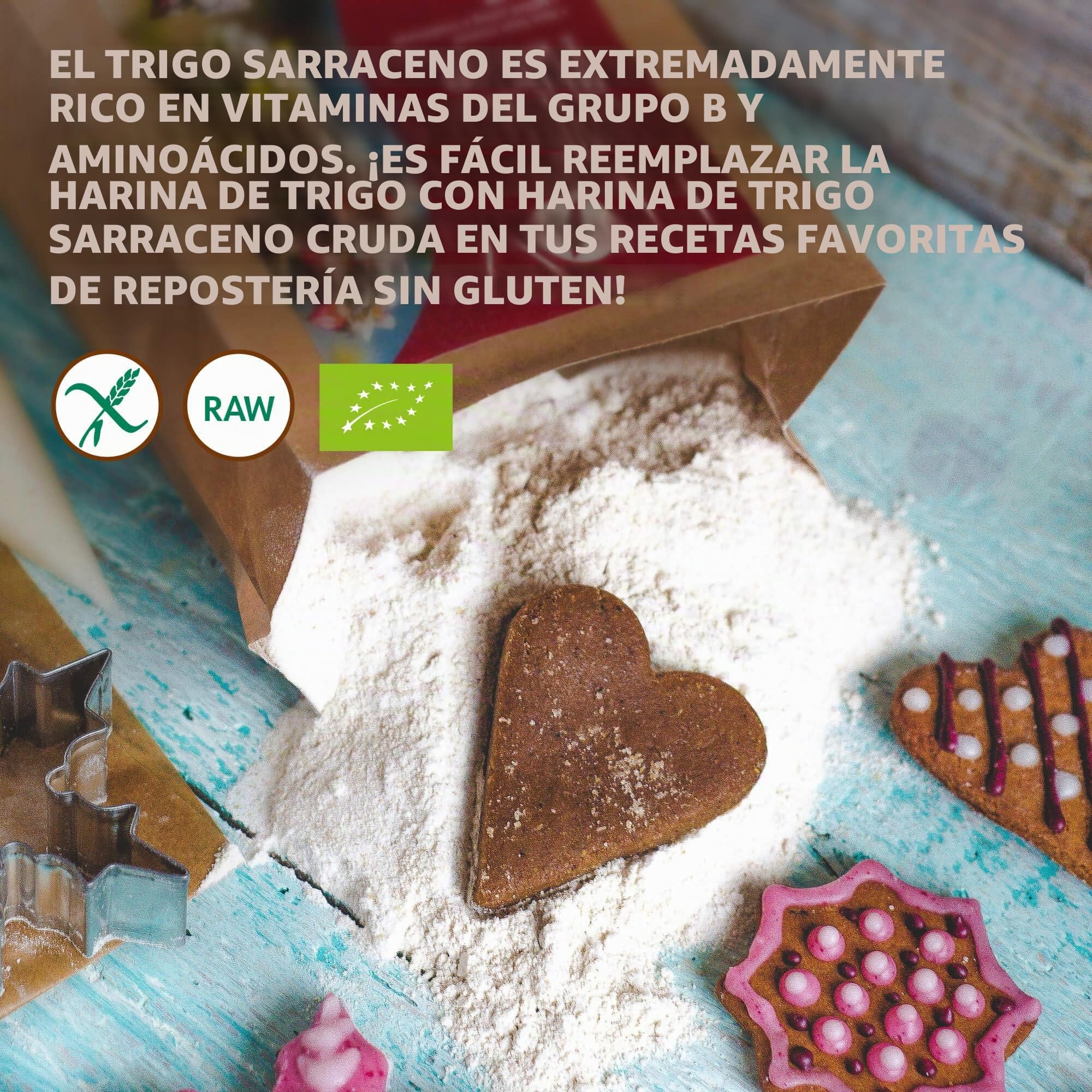 Harina de Trigo Sarraceno Cruda Orgánica, 1 kg, harina sin gluten, no tratada térmicamente, conserva todos los nutrientes, delicioso sabor a nuez, cultivado orgánicamente en climas nórdicos, no es OGM