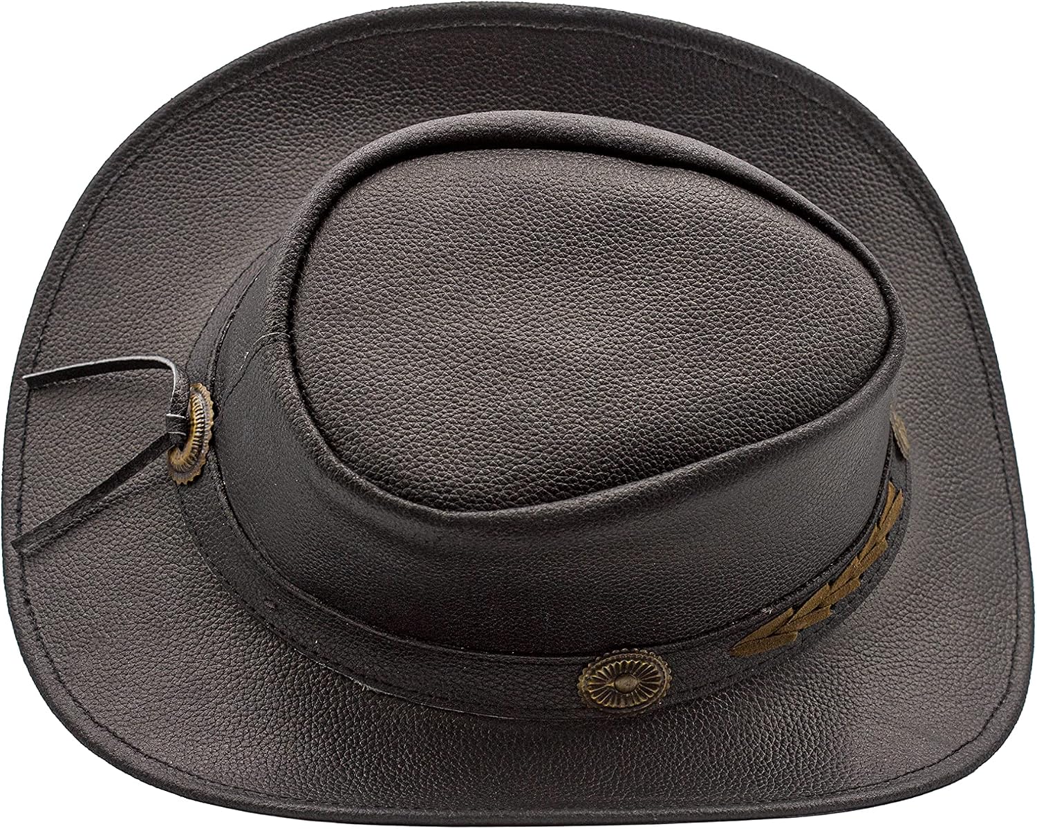 Shapeable Outback hat Western Style Leather Cowboy hat for Men and Women Wide Brim Vintage Old Style