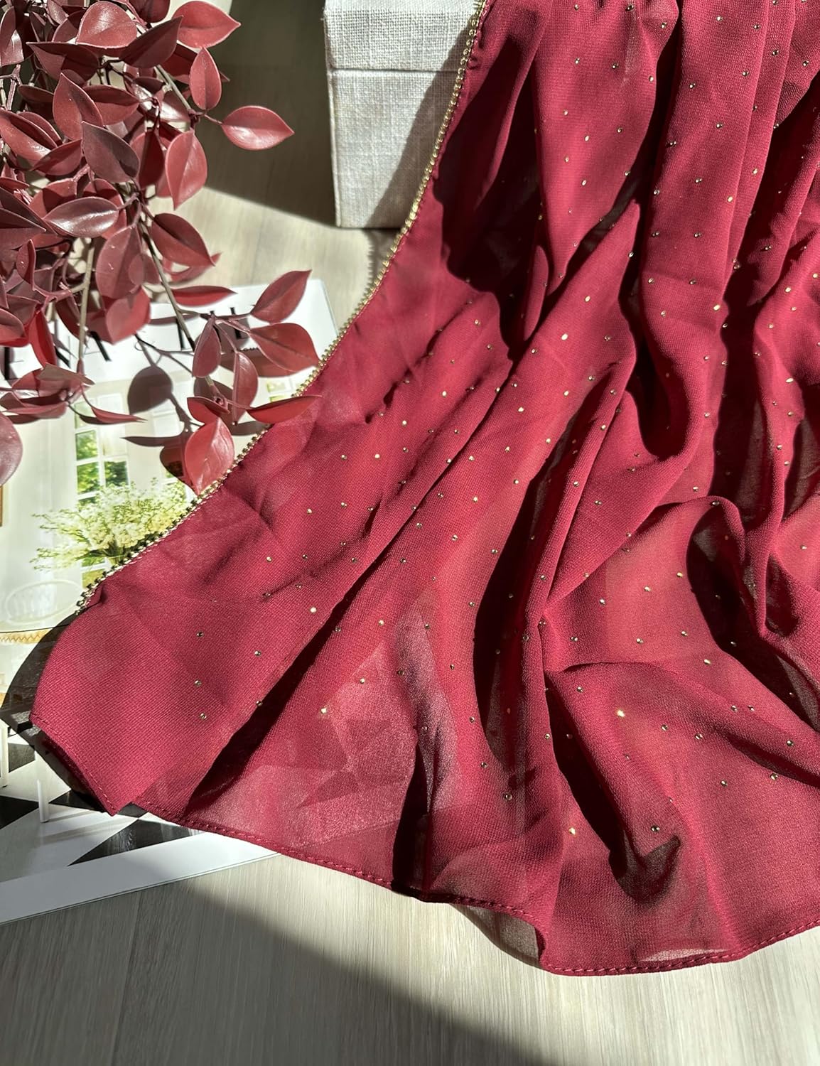 Hijab for Women Premium Chiffon Hijab Rhinestone Hijab Scraf for Women Muslim - Image 2