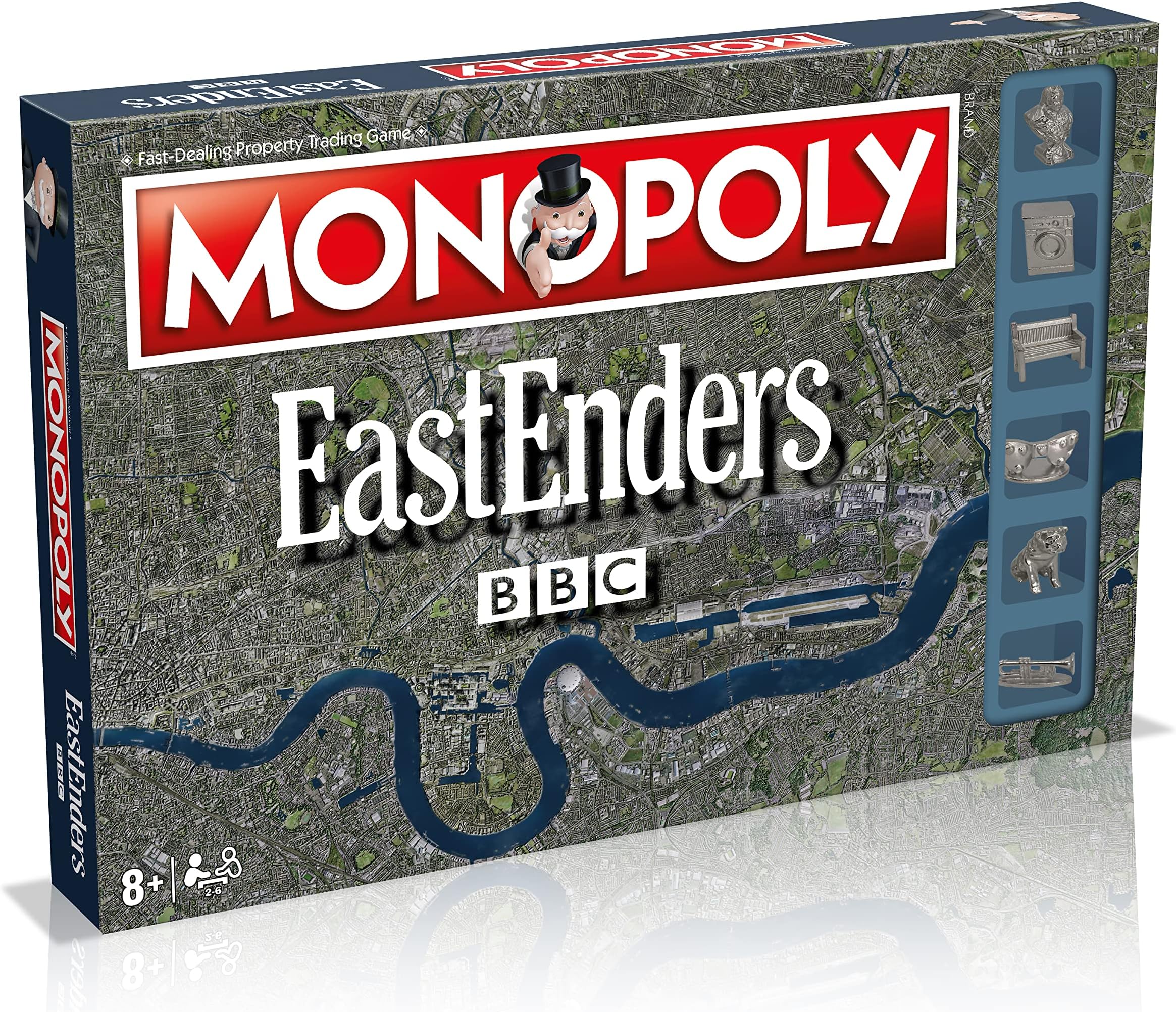 Winning Moves Eastenders Monopoly Board Game, Tour your favourite characters from the popular TV Soap, Invest in market stalls and Queen Vic pubs and reap the rewards, for ages 8 plus