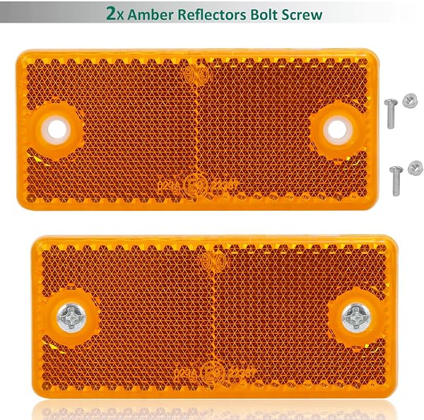 Catarifrangente Rettangolare Avvitare Giallo, Riflettore Rettangolari Fissaggio a Vite per Rimorchio Auto RV Caravan Omologato E9,90x40x8mm (Giallo-Rettangolari-Avvitare-2Pezzi) - 2