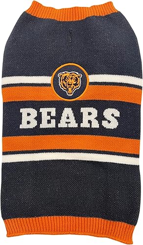 NFL Chicago Bears Suéter para Perro, Talla Extra Grande. Suéter Tejido para Mascotas Cálido y Acogedor con Logo del Equipo NFL, el Mejor Suéter para