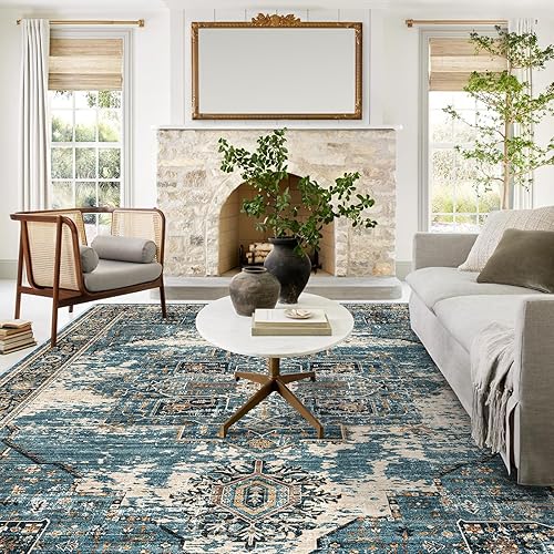 Alfombras de área lavables de 8 x 10 pies, alfombras grandes para sala de estar, resistentes a las manchas, alfombras vintage para dormitorio con Alfombras de área lavables de 8 x 10 pies, alfombras grandes para sala de estar, resistentes a las manchas, alfombras vintage para dormitorio con
