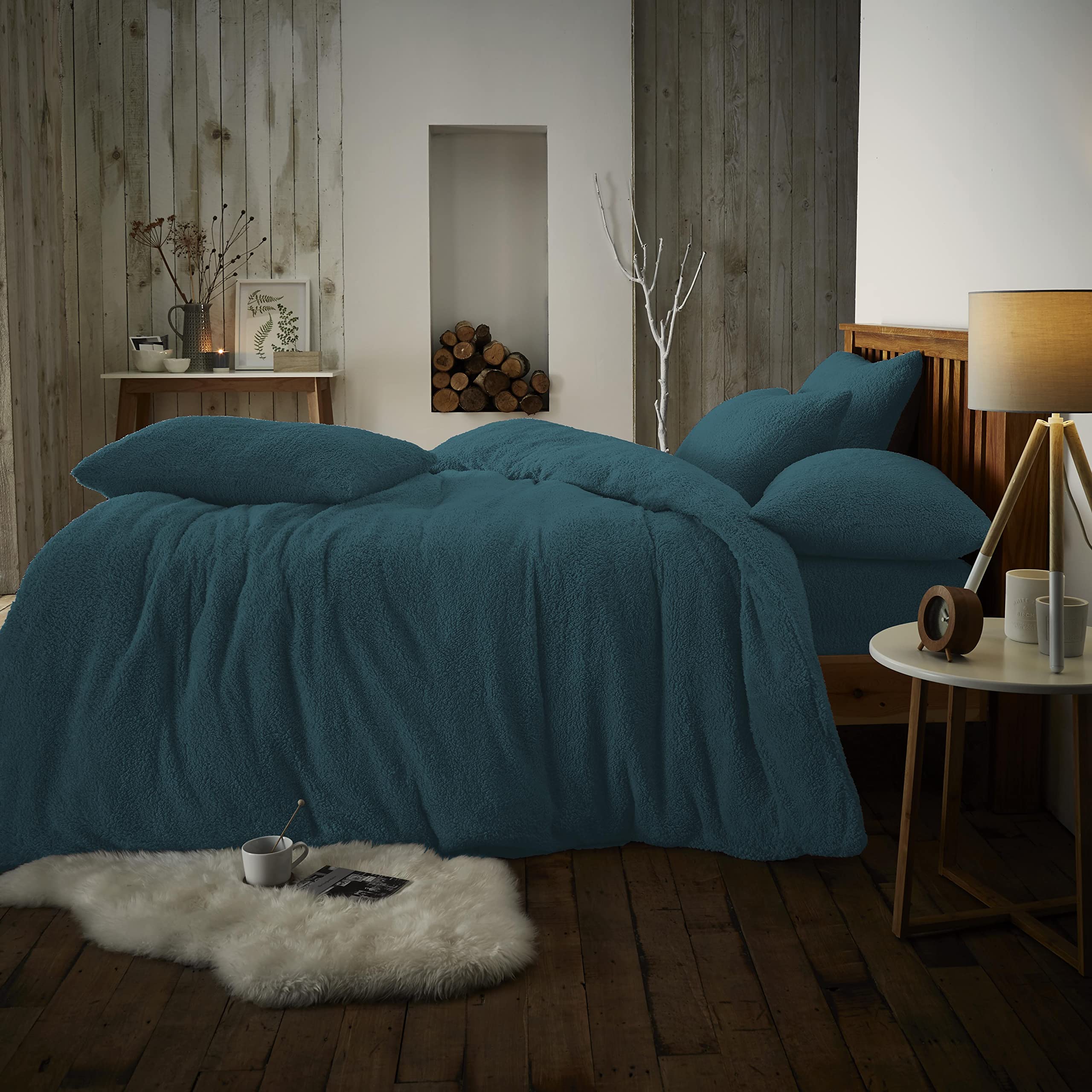 Smart Living Unisex Cream Luxury Teddy Plain Duvet Cover And Pillowcase Set In Double