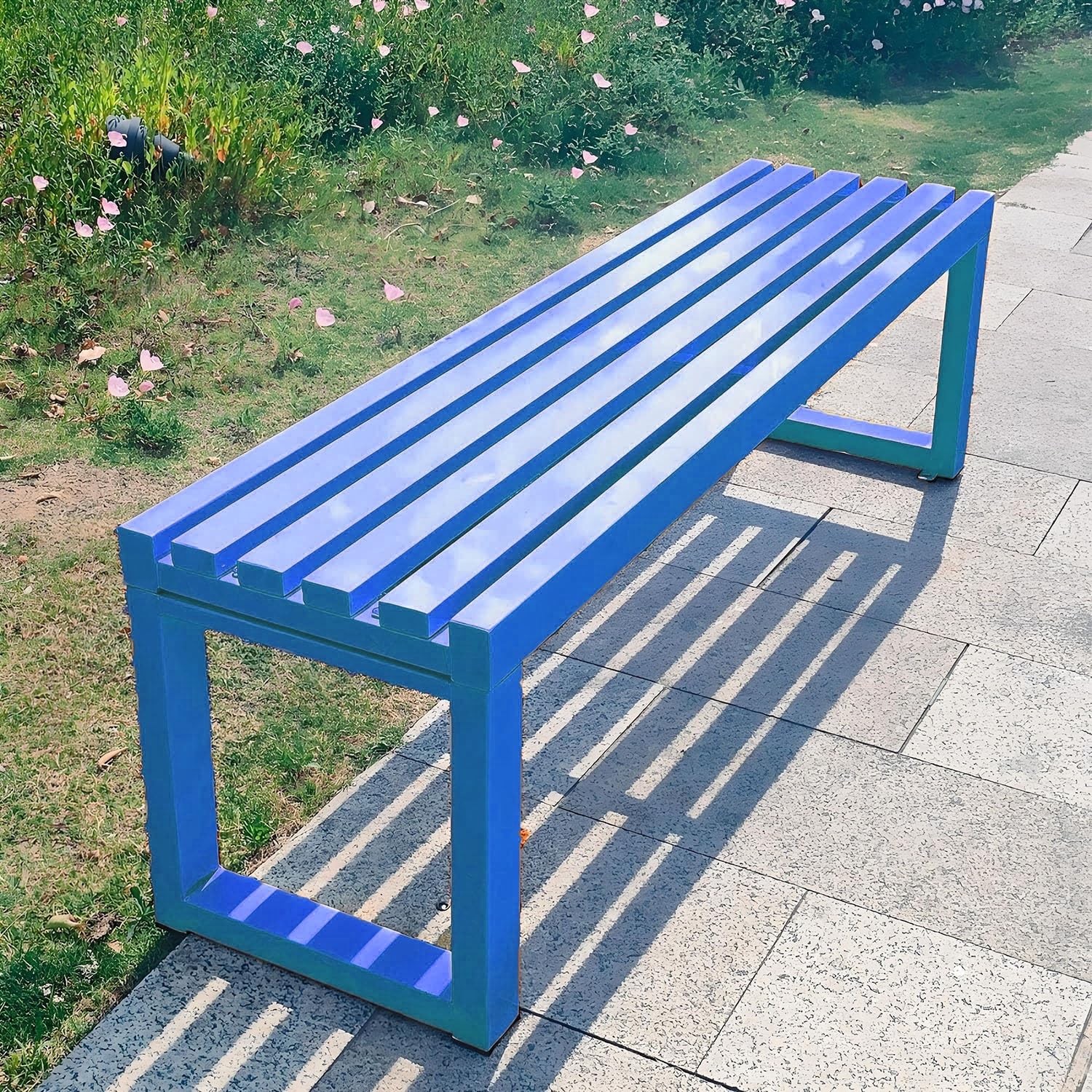Mobilier de jardin en fonte de style bleu élégant 119,4 cm
