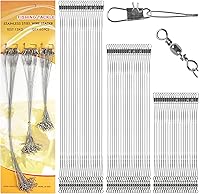 Vista 8 de OROOTL Fishing Leaders Kit, 60pcs Stainless Steel Fishing Leaders Saltwater Wire Leader Lines with Swivels Snaps Fishing Tackle Lures Bait Hook