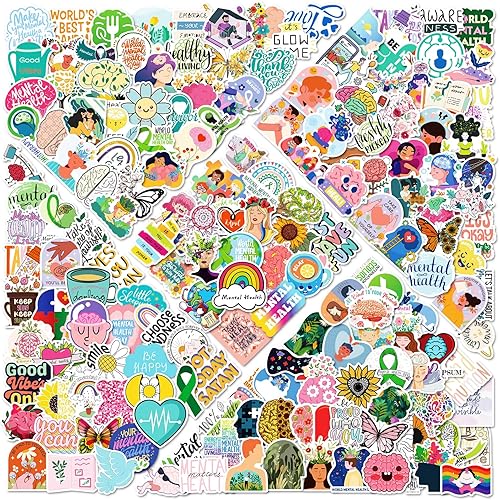 300 calcomanías de concientización sobre la salud mental, calcomanías de salud mental para botellas de agua, regalos para médicos, adultos, mujeres,