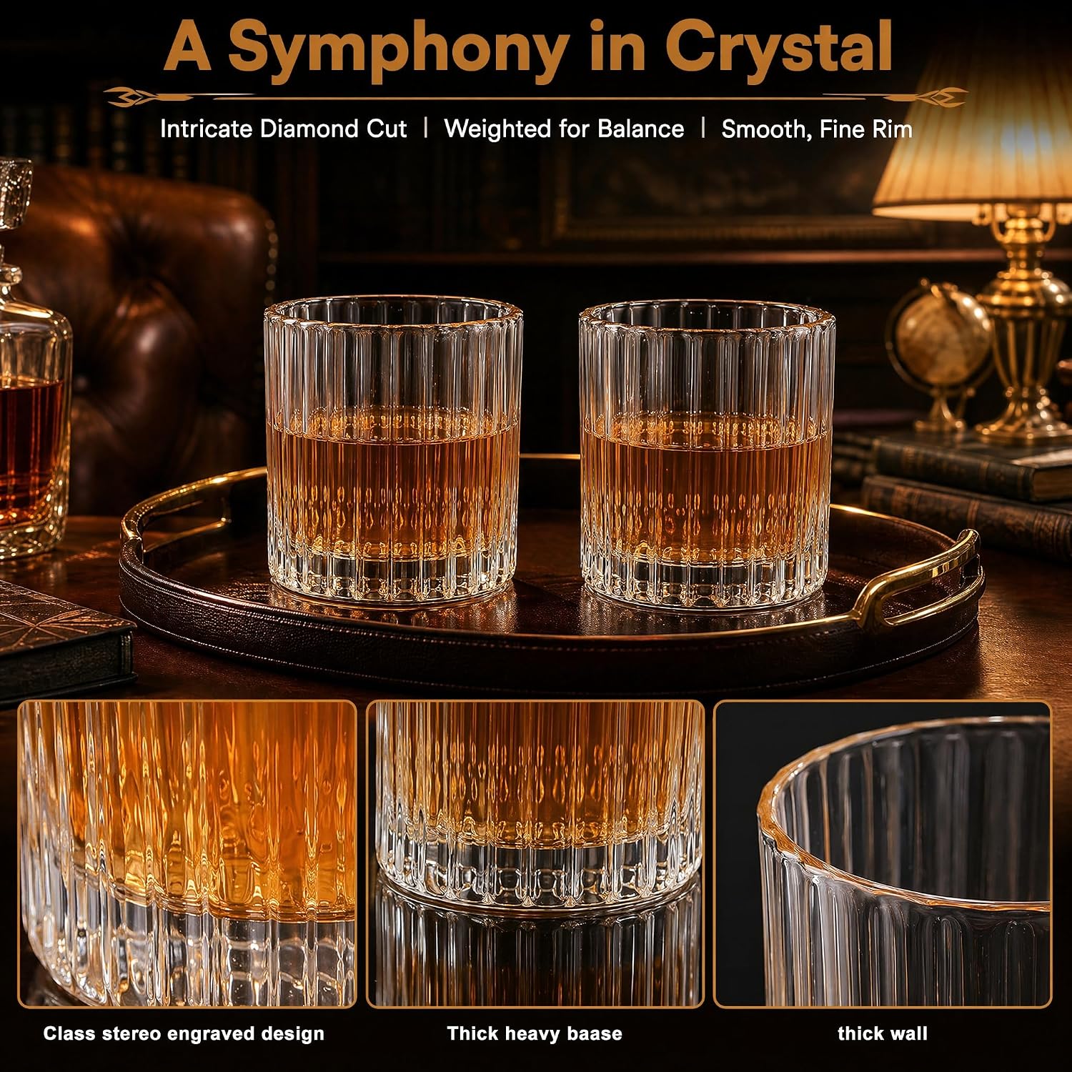 10oz Ribbed Glass Cups Set of 24, Clear Vertical Striped Drinking Glasses, Vintage Glass Tumblers for Water, Coffee, Whiskey, Cocktails, Kitchen & Bar
