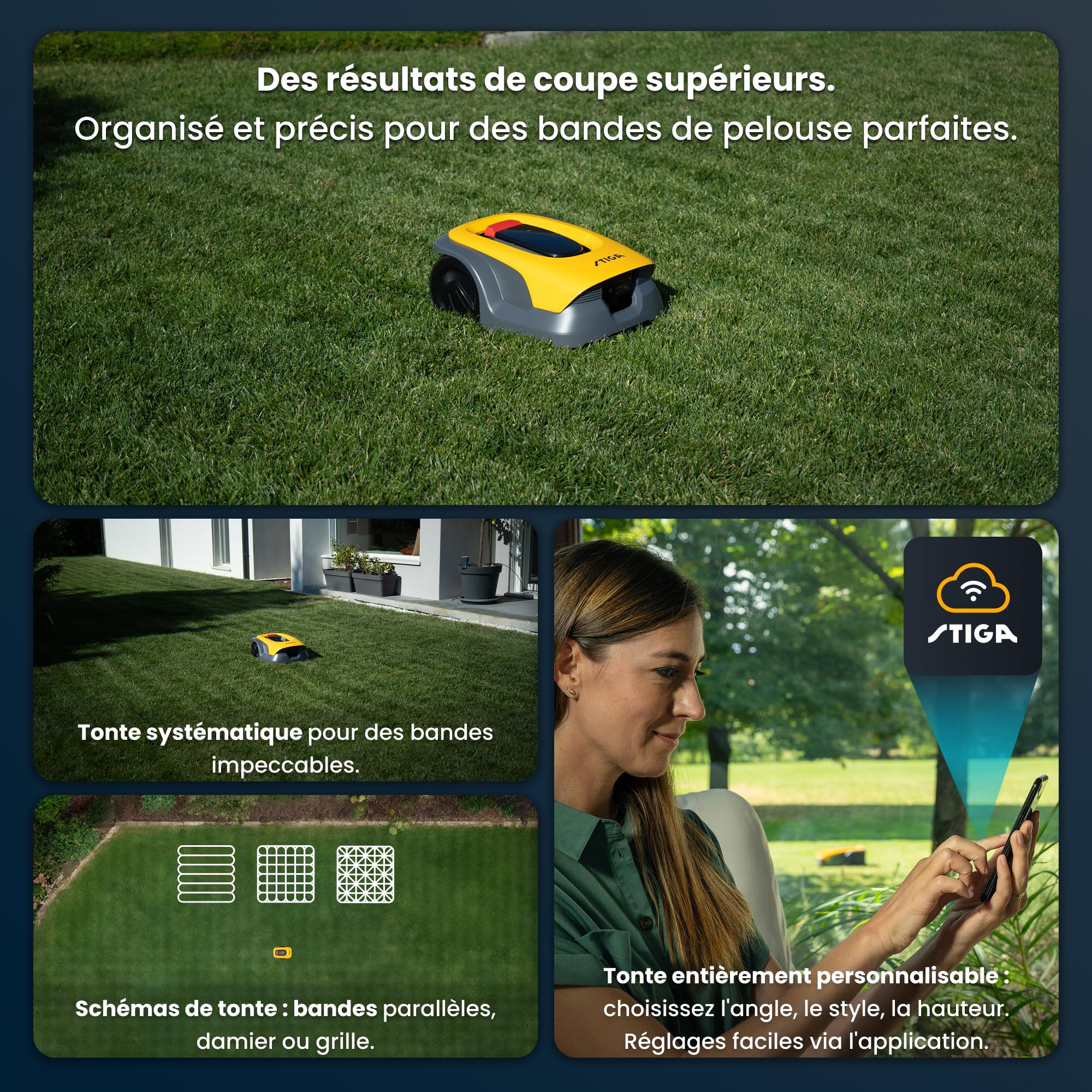STIGA A 15v a Tondeuse à Gazon Robotisée, 18 cm, 25,2 V, 5 Ah – Caméra IA Intégrée, Navigation sans Câble – Pelouses jusqu'à 1 500 m², Grigio