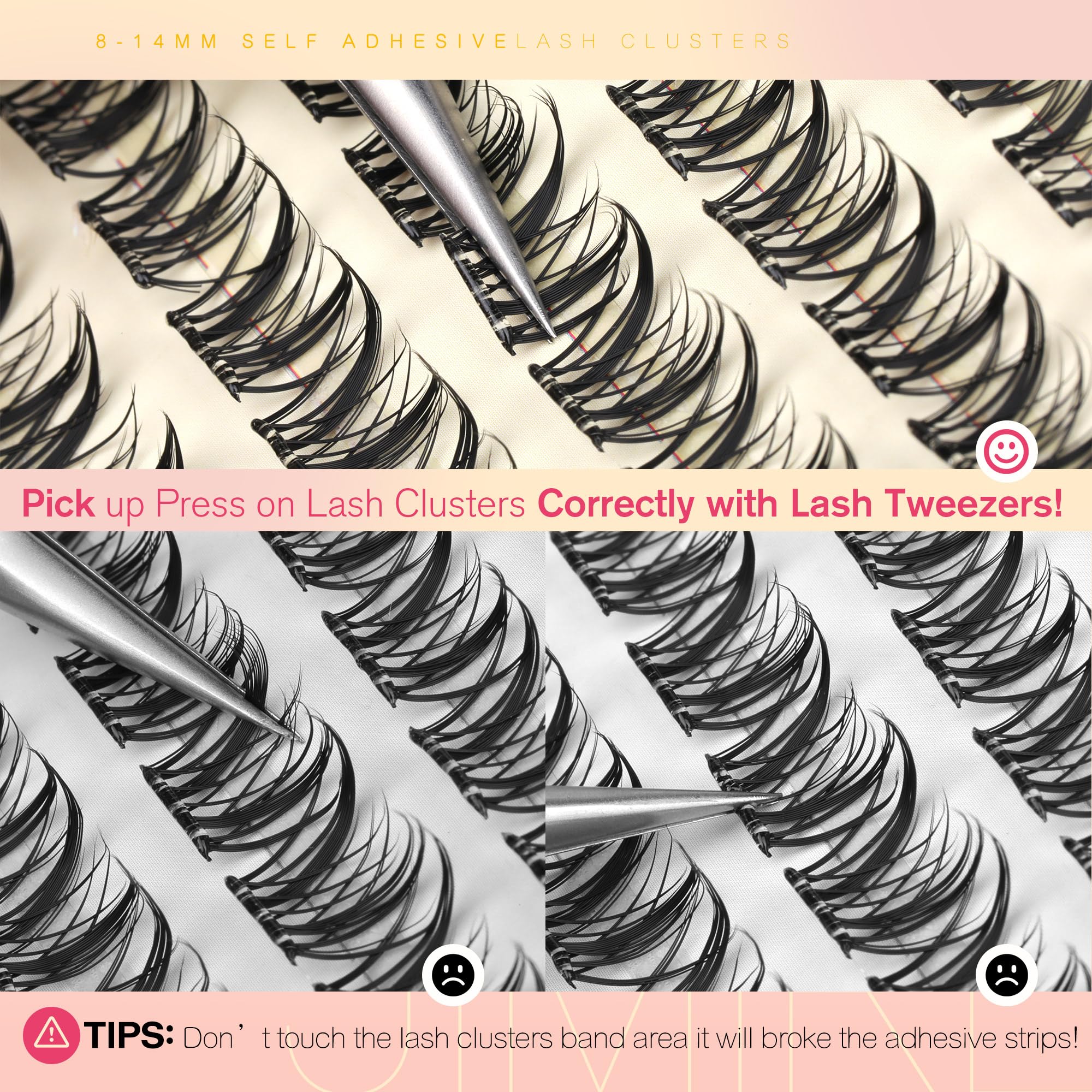 Fairy Self Adhesive Eyelashes Wispy Lash Clusters with Glue Press on Lashes Reusable Self Adhesive Manga Lash Clusters 8-14MM Pre-Glued Eyelashes Clusters Easy to Apply Beginners Friendly by JIMIRE