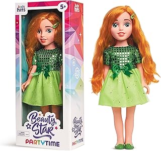 عروسة بيوتي ستار بارتي تايم، 46 سم: أشعل روح الابتكار والأناقة للأعمار من 5 سنوات فما فوق مع العروسة العصرية والممتعة والرائعة! (أخضر)