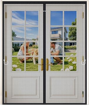 HOFUDON Heavy Duty Magnetic Screen Door, Fits 48 x 80 Inch Doors, Black