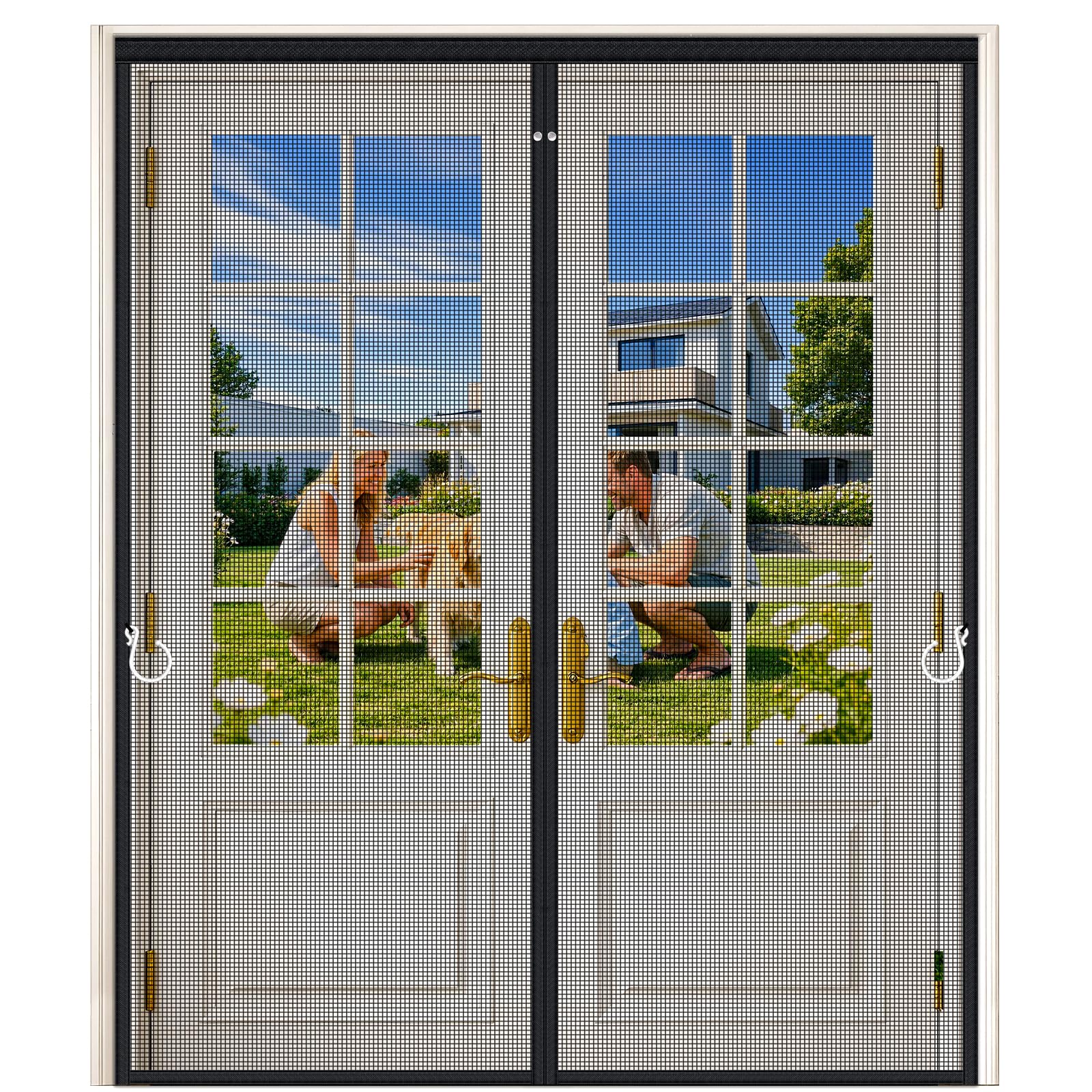Photo 1 of HOFUDON Heavy Duty Magnetic Screen Door, Fits 72 x 96 Inch Doors, Black