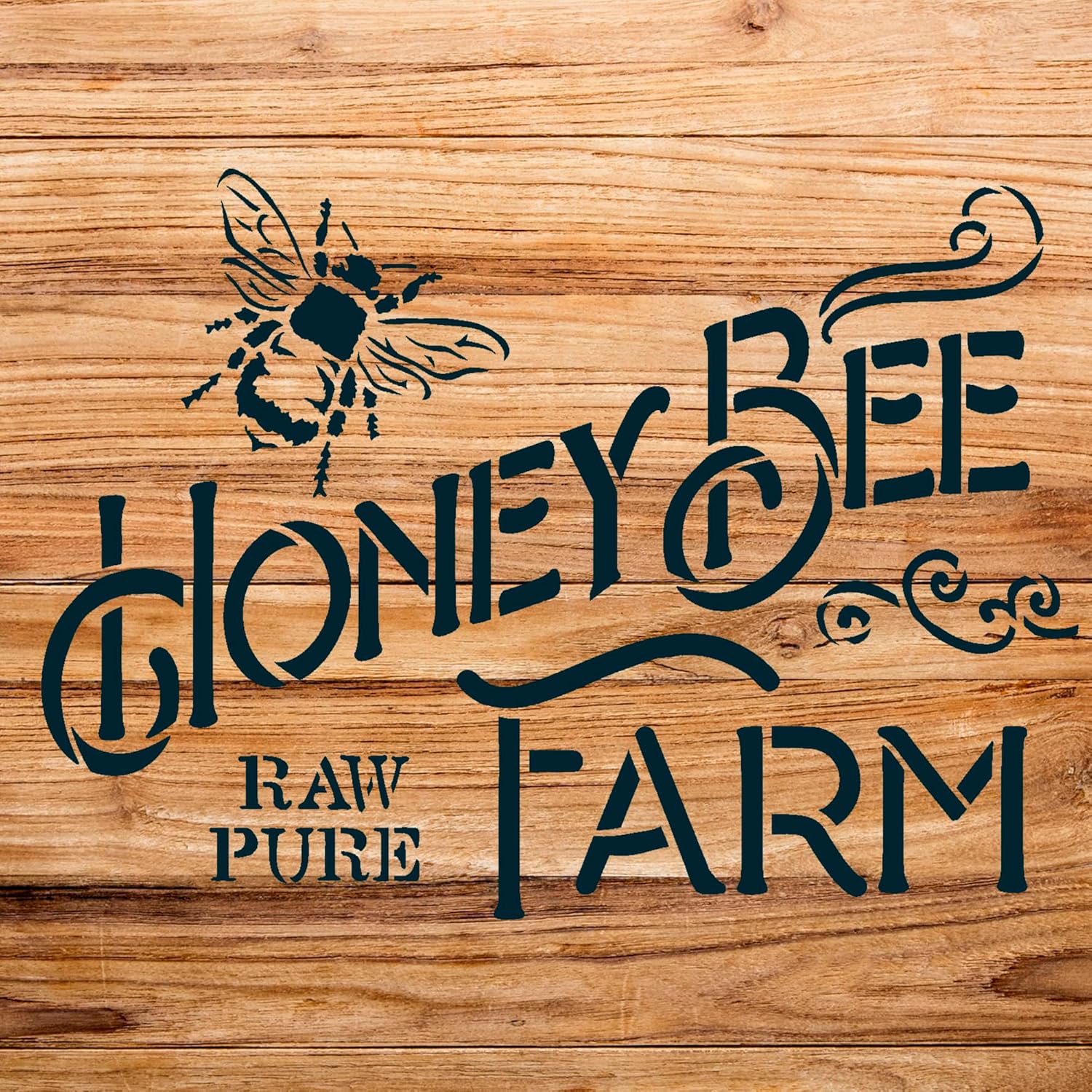 Honey bee Farm Stencil Pattern for Walls and Crafts, Vintage Design for Kitchen and Home Decor, Ideal for DIY Projects and Rustic Aesthetic - Size A1 (33.1" x 24.0")
