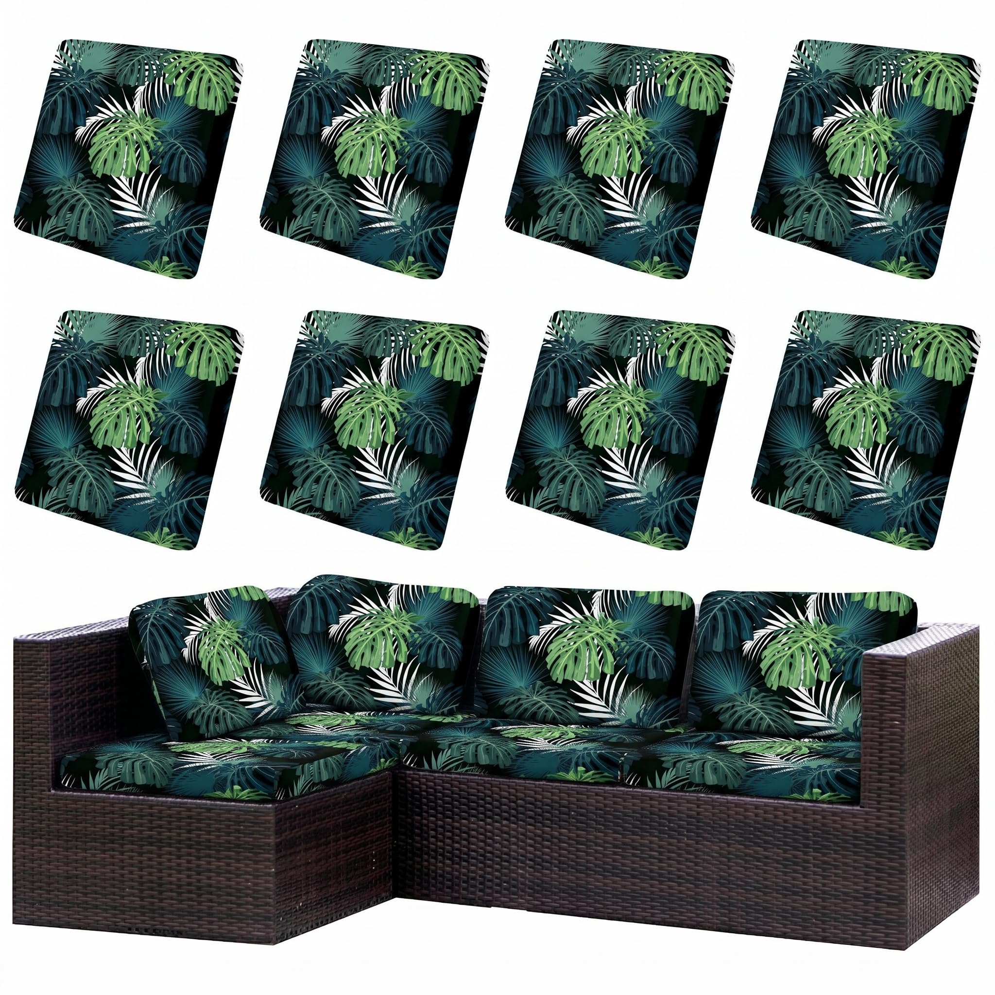 LiveGo Patio Stretch Sofa Cushion Cover Outdoor Cushion Cover Replacement Patio Furniture Cushions Couch Slipcovers Chair Seat Cover Soft Flexibility Protector (8, Flower A)