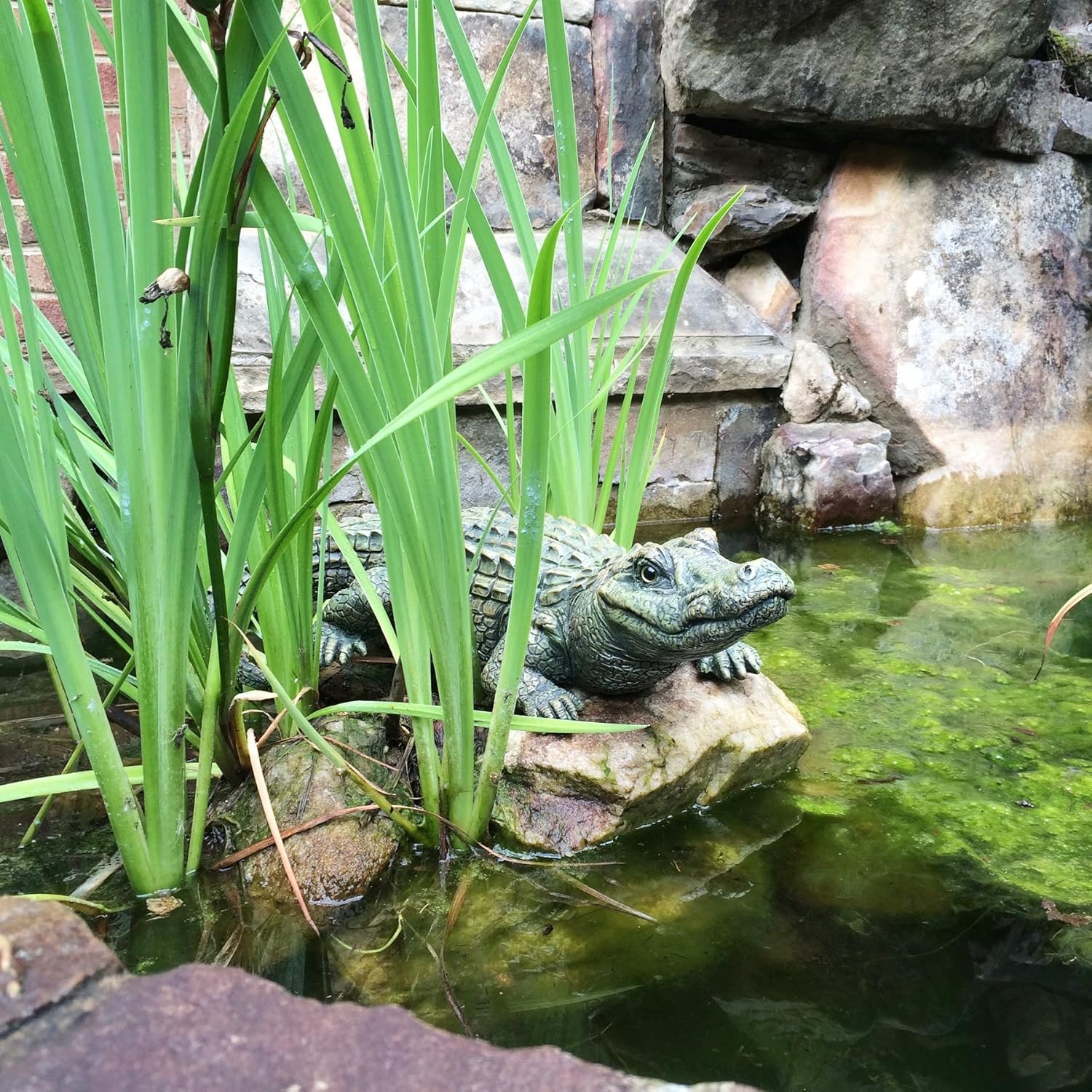 homestyles 20 in. Realistic Lying Alligator Beach Gator Garden Pool Statue Figurine