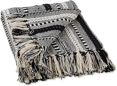 DII Braided Striped Decorative Throw Blanket, 50x60, Black