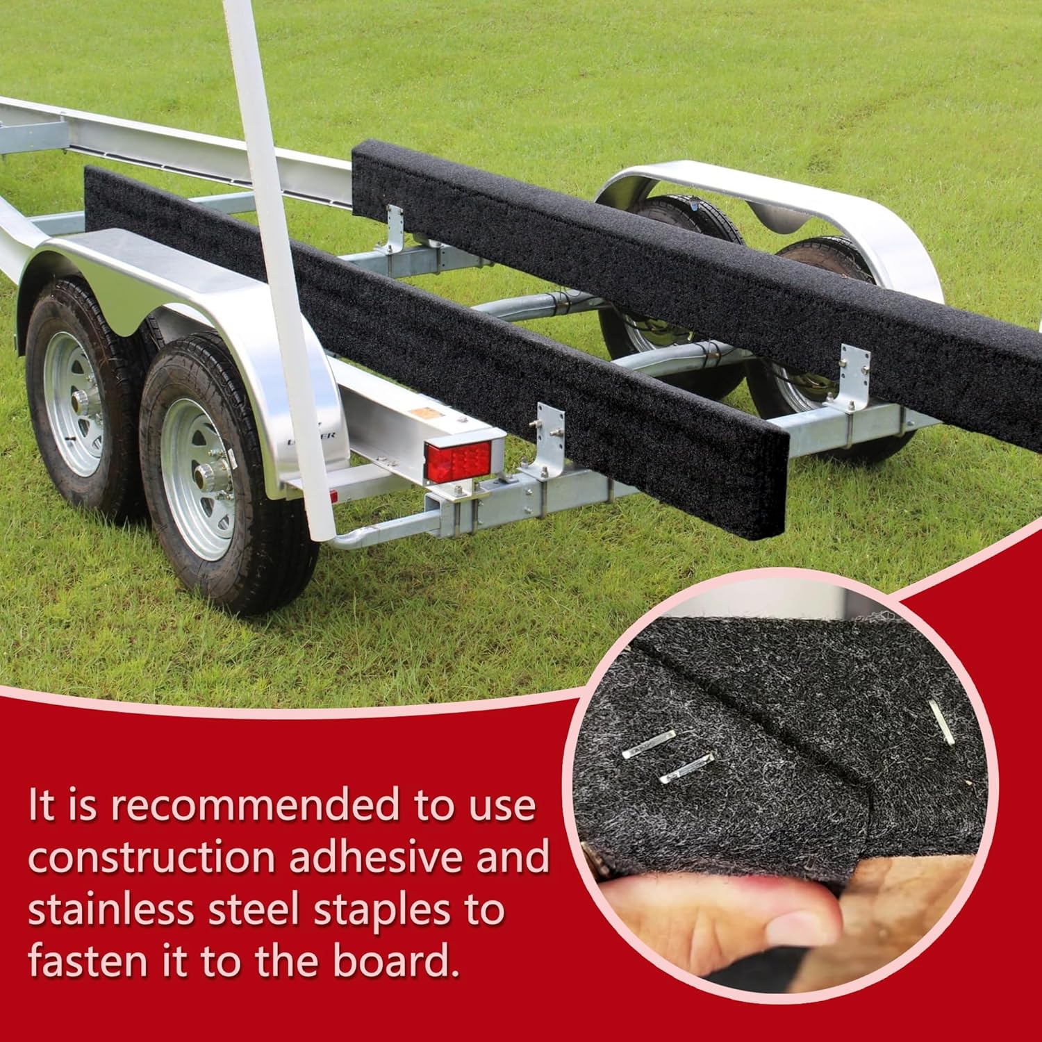 Boat Trailer Bunk Carpet, 3mm Thick Polyester Marine Trailer for Runners, Board Boat Carpeting Runner Padding, Bunk Padding Mats Parts Accessories for Boat Jet Ski Ramp Garage Dock (12inch x 33ft)