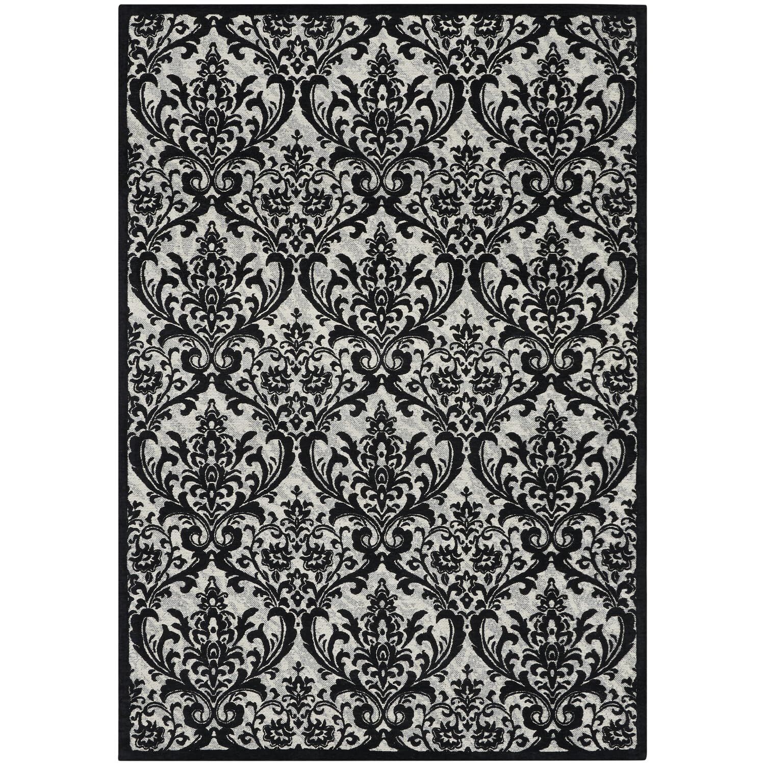 Nourison Home Damask Vintage Black/White 5' x 7' Area -Rug, Easy -Cleaning, Non Shedding, Bed Room, Living Room, Dining Room, Kitchen (5x7)