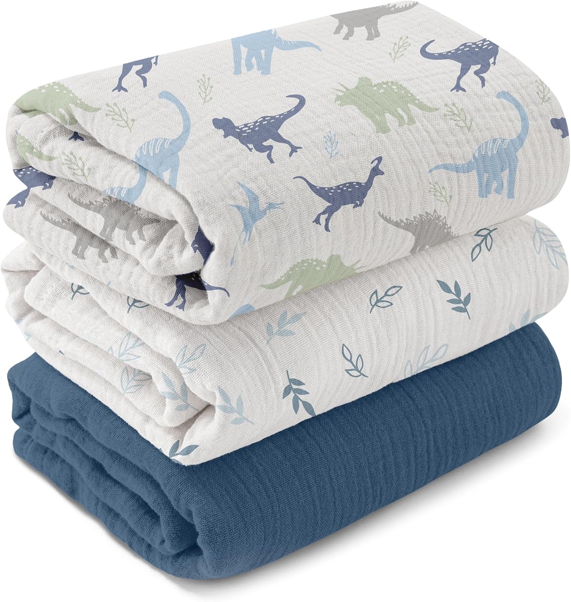 GLLQUEN BABY Muslin Swaddle Blankets for Newborn Boys, Large 40''x38'' | 3Pk, 100% cotton, ultra soft and breathable, gentle on sensitive newborn skin, Multi-use as swaddle wrap, receiving blankets