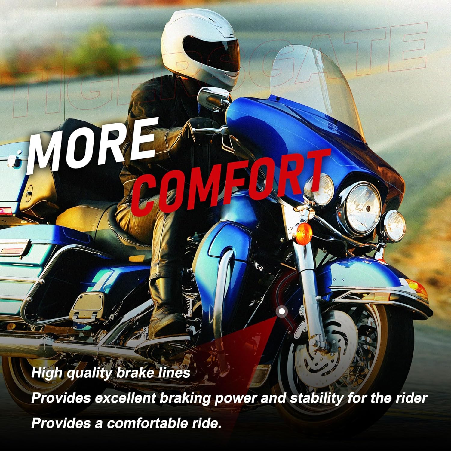 14" Touring Ape hanger Extension Brake Line No/ABS for 1994-2007 Harley Road Glide Street Glide Road King Electra Glide No ABS, Black