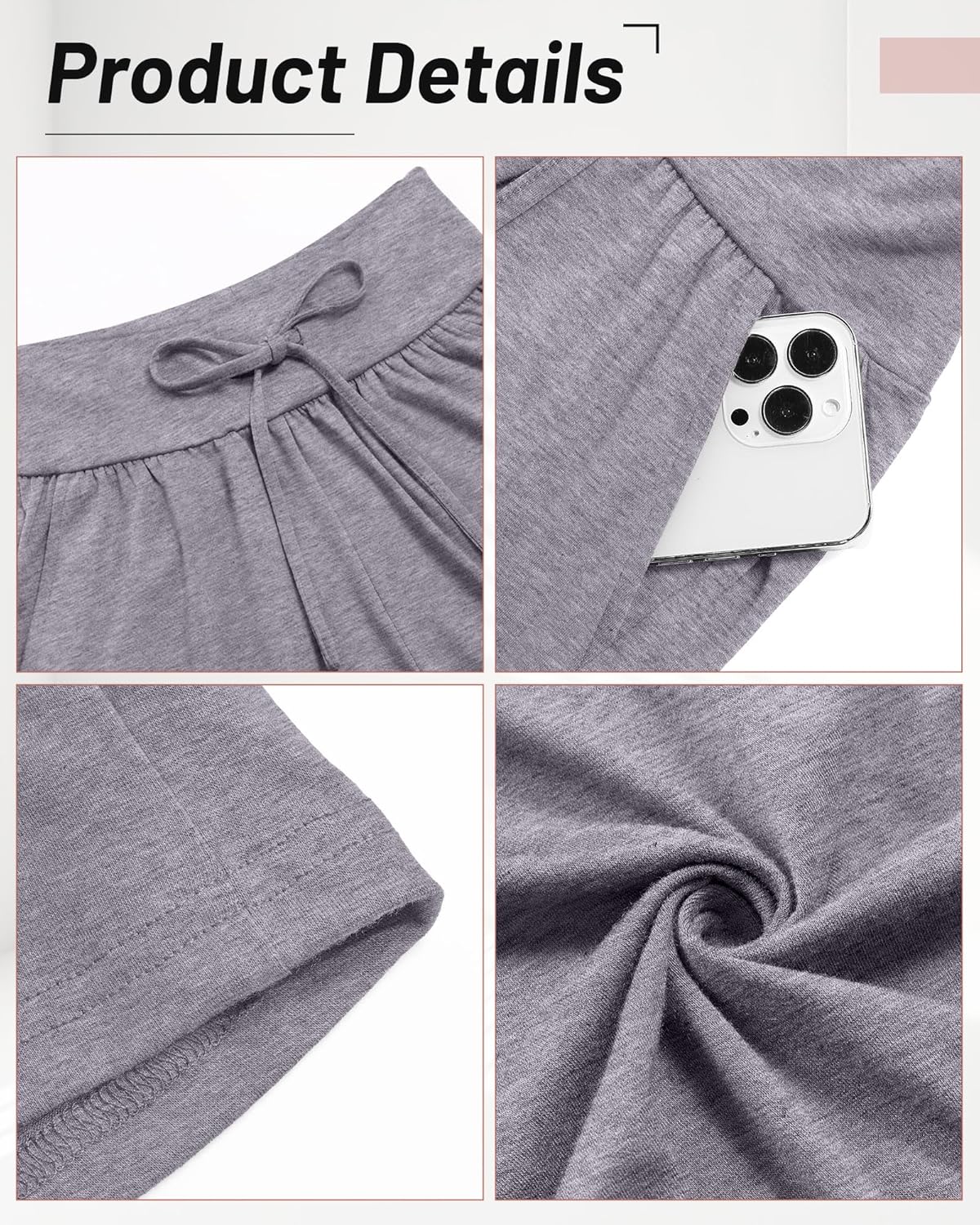 Neer 3 Pack Bermuda Shorts for Women Wide Leg High Waisted Drawstring Gym Shorts with Pocket - Image 5