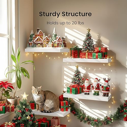 Miniatura 4 de Amada - 3 juegos de estantes flotantes invisibles montados en la pared, estantes modernos de almacenamiento de madera sintética con acabado mate