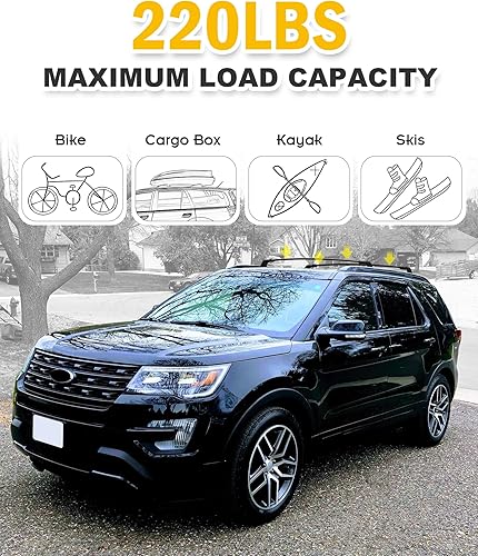 Miniatura 6 de Barra transversal de 220 libras para Ford Explorer 2016-2019, barra transversal, accesorios para portaequipajes (con rieles laterales de techo)